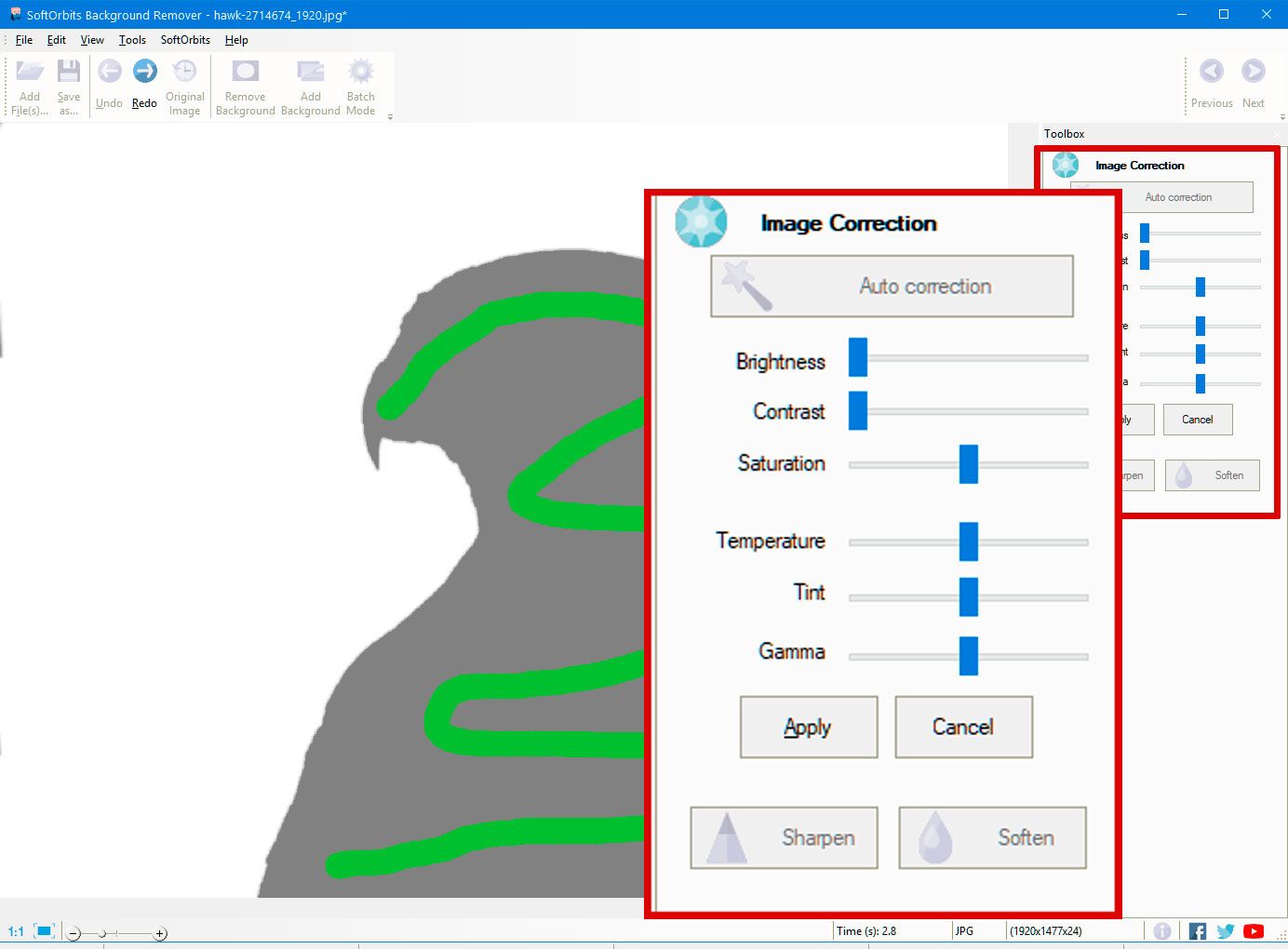 Correct image to silhouette maker..