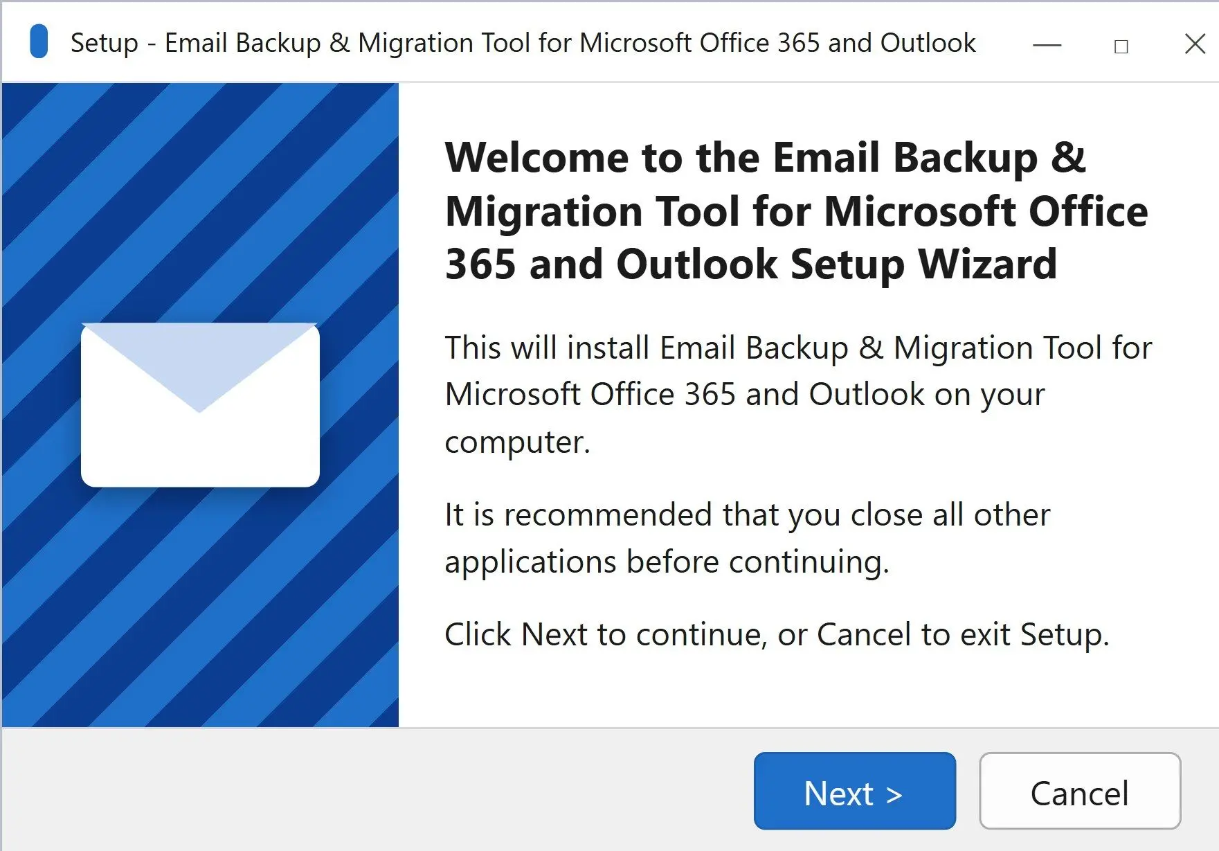  Installer of the Outlook.com and Microsoft 365 backup tool on Windows..