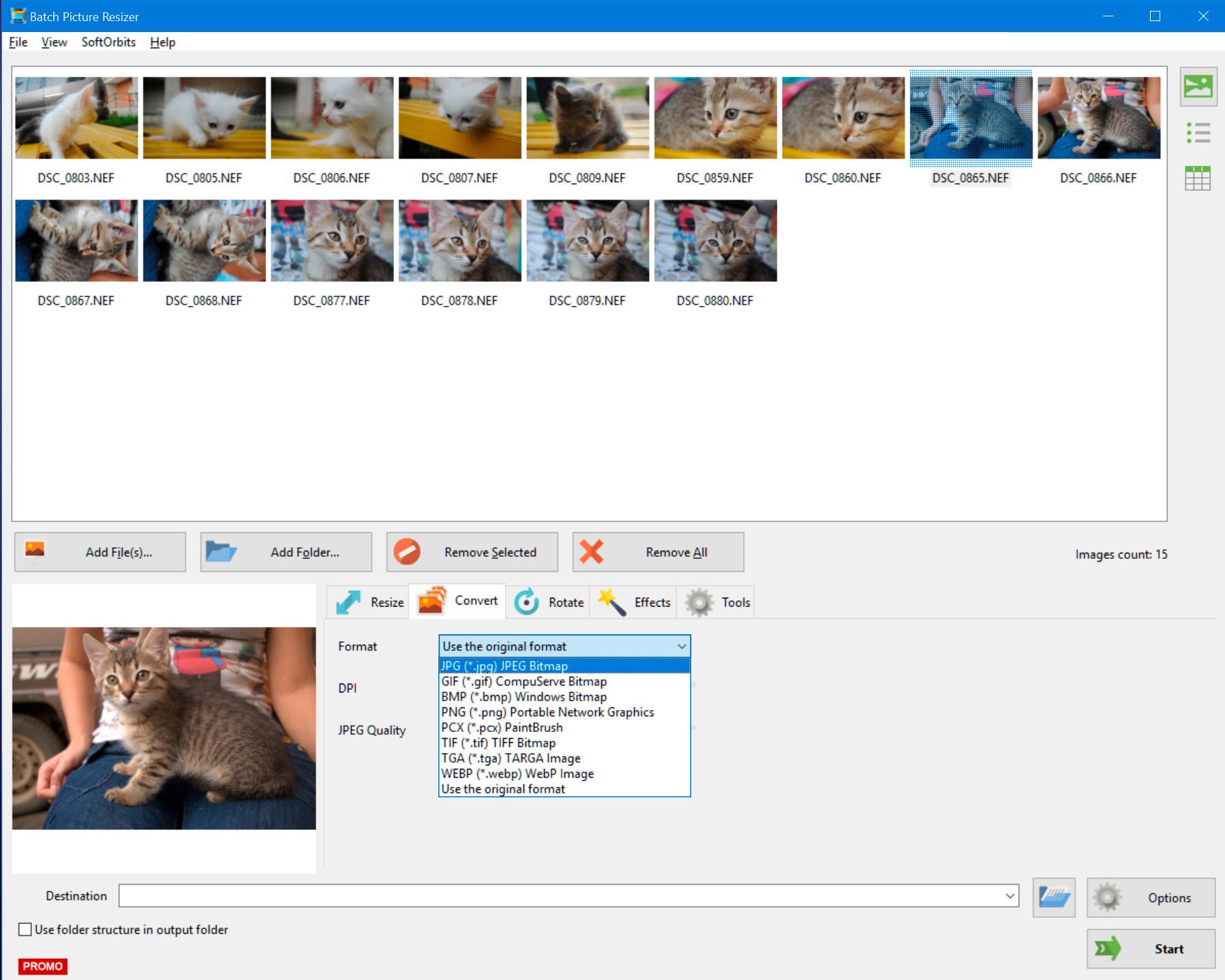 Batch Picture Resizer Screenshot.