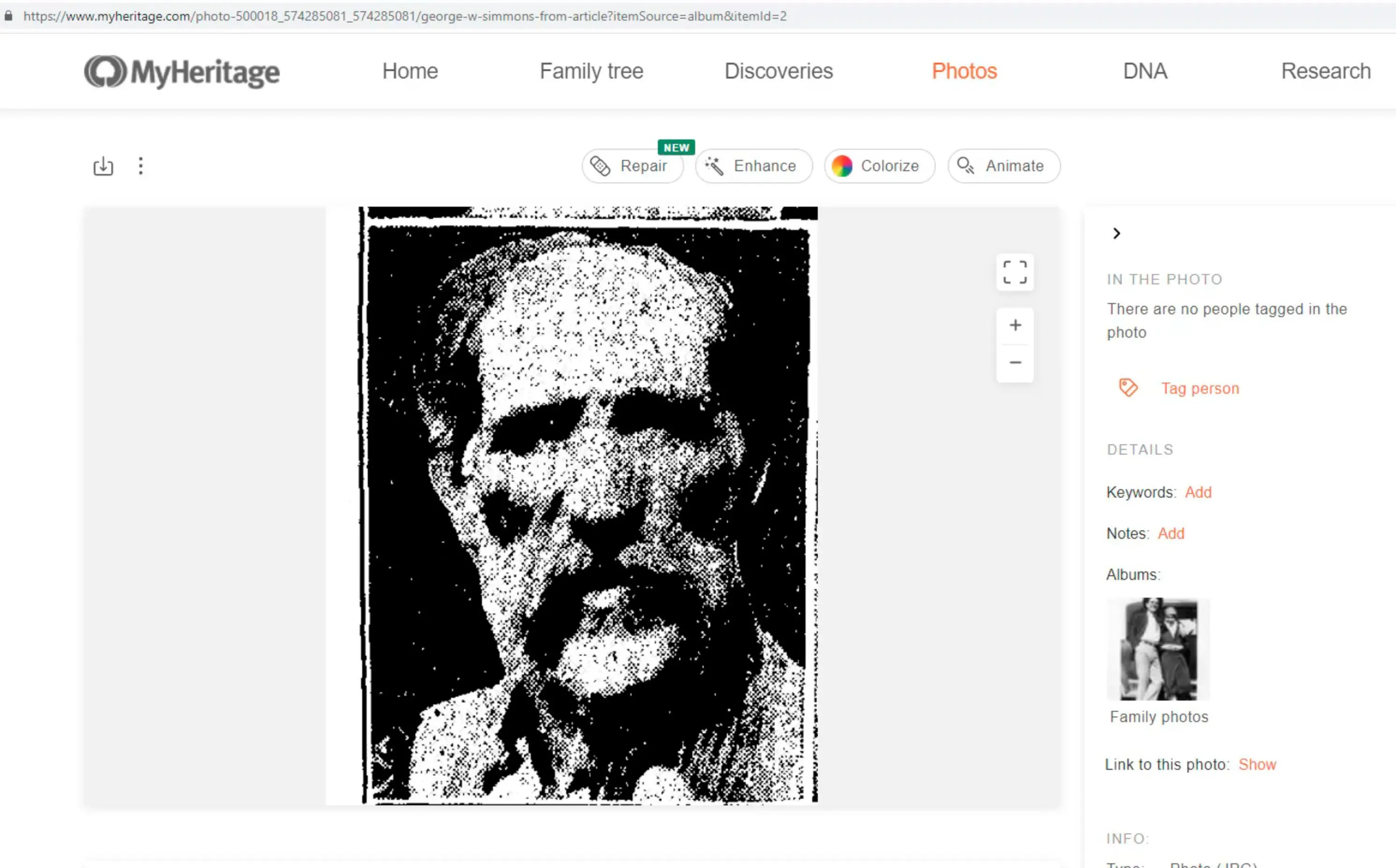 MyHeritage Photo Enhancer web restore and colorize..