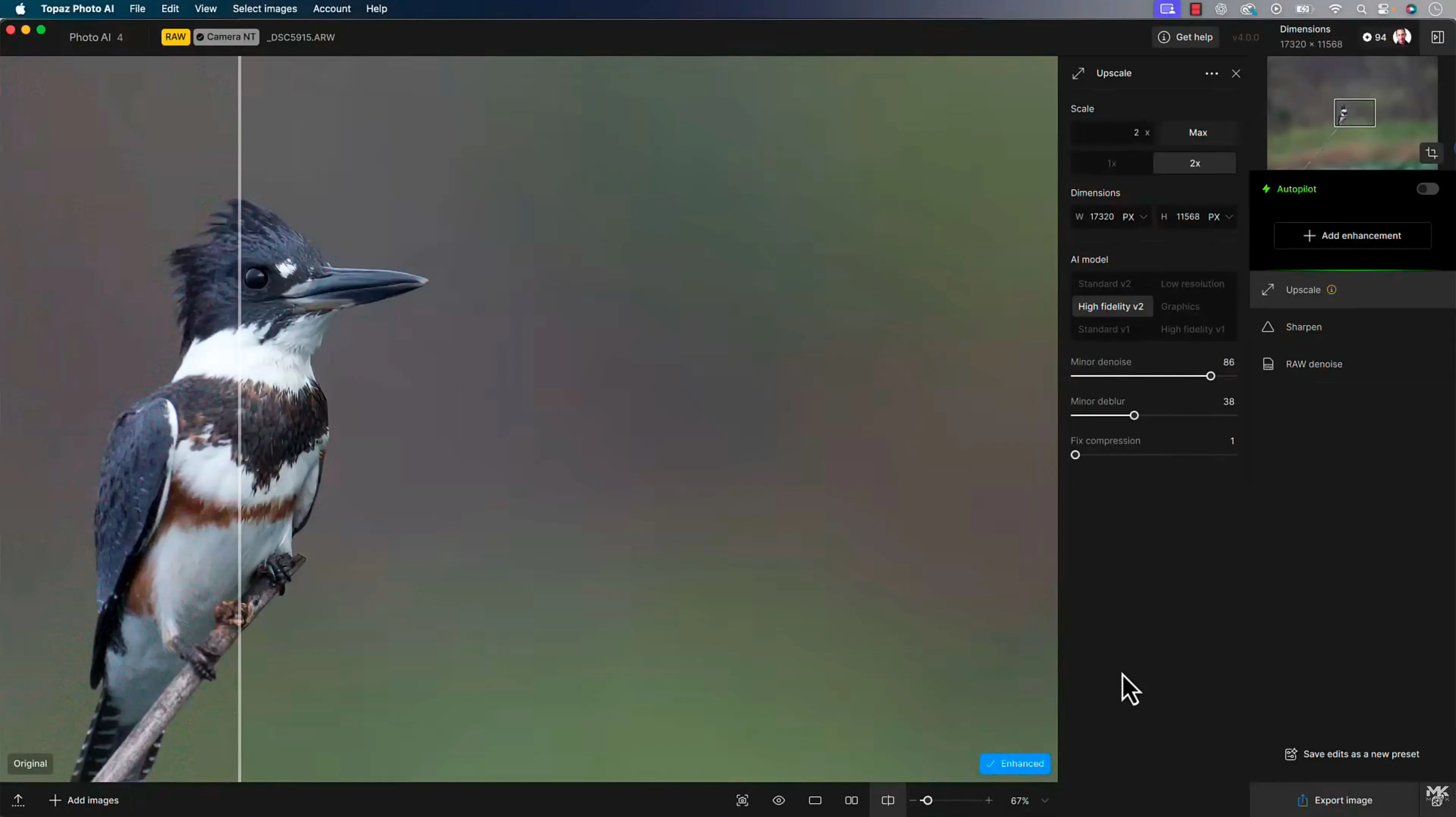 Topaz Photo AI denoise, sharpen and upscale on the desktop..