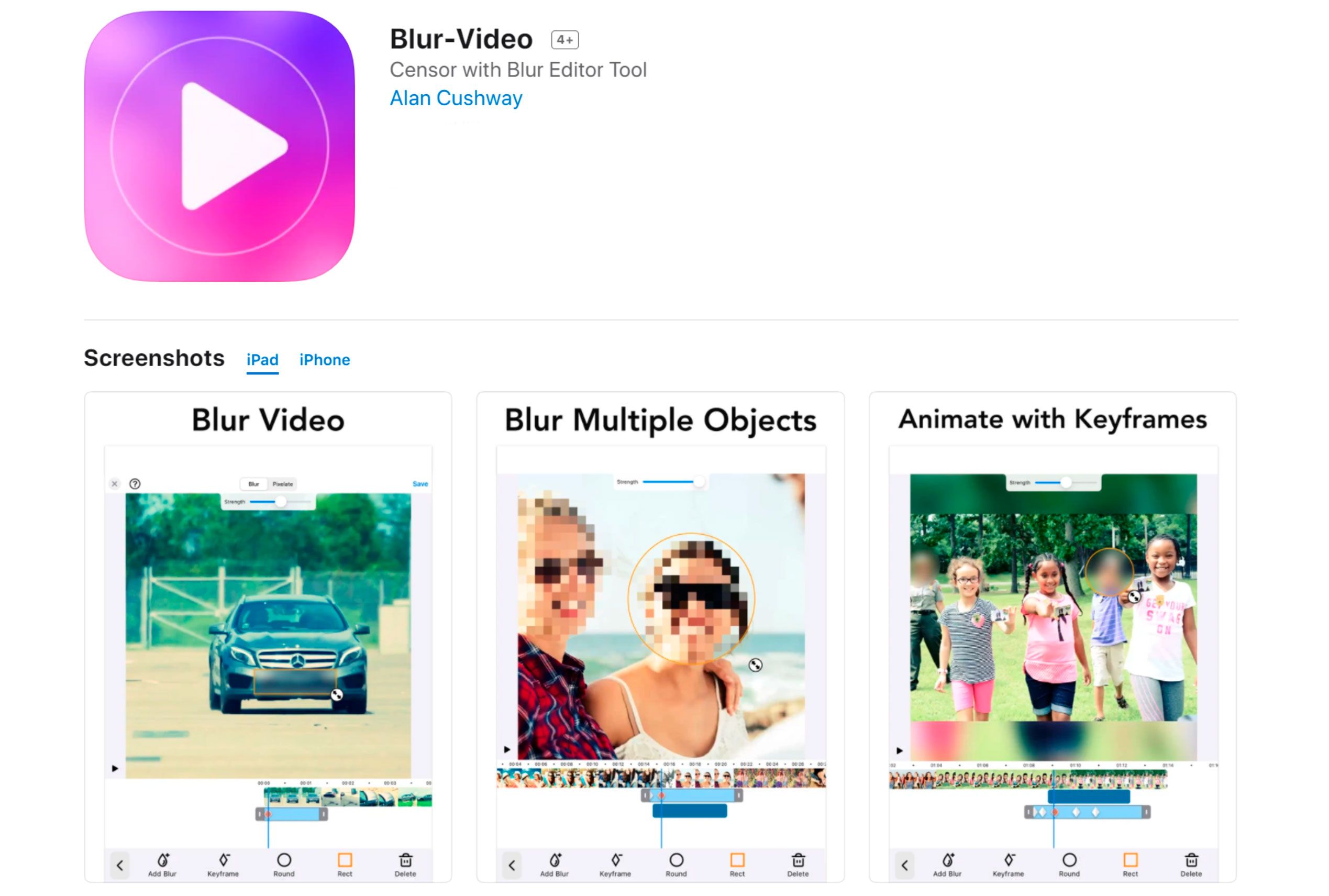 App for iOS phones to blur faces in video..