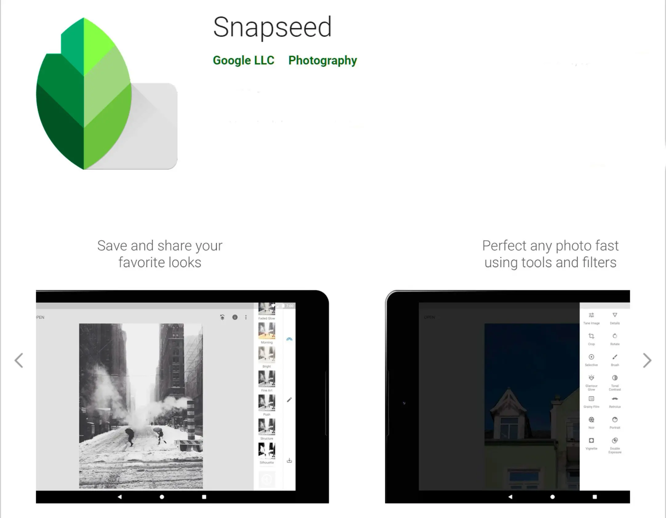App Snapseed to blur a face in a video on Android..