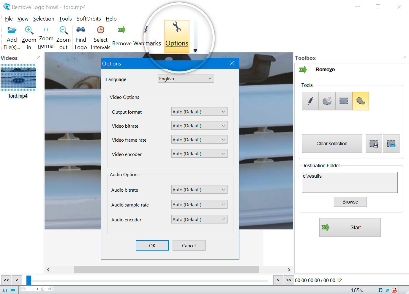 Options dialog..