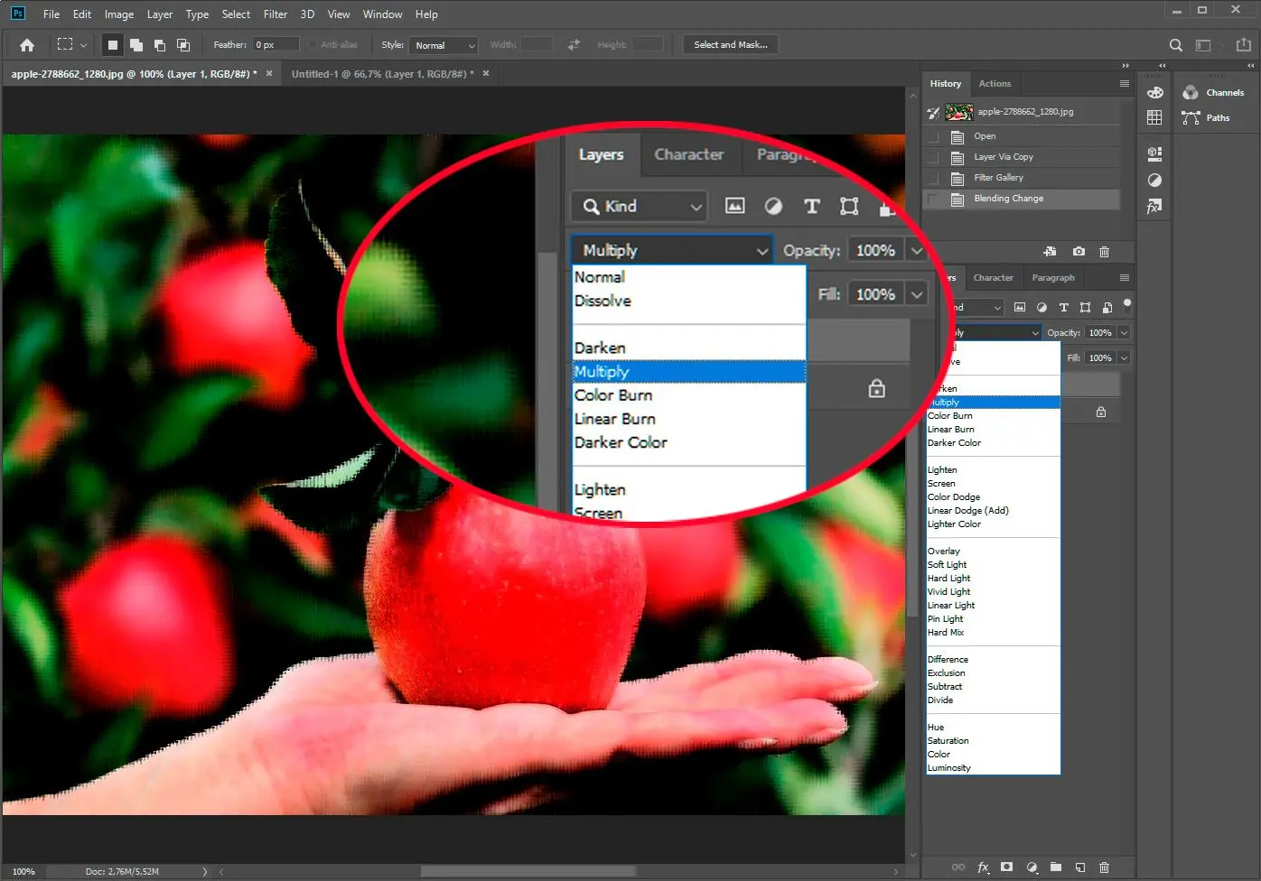 Photoshop Select Multiply..