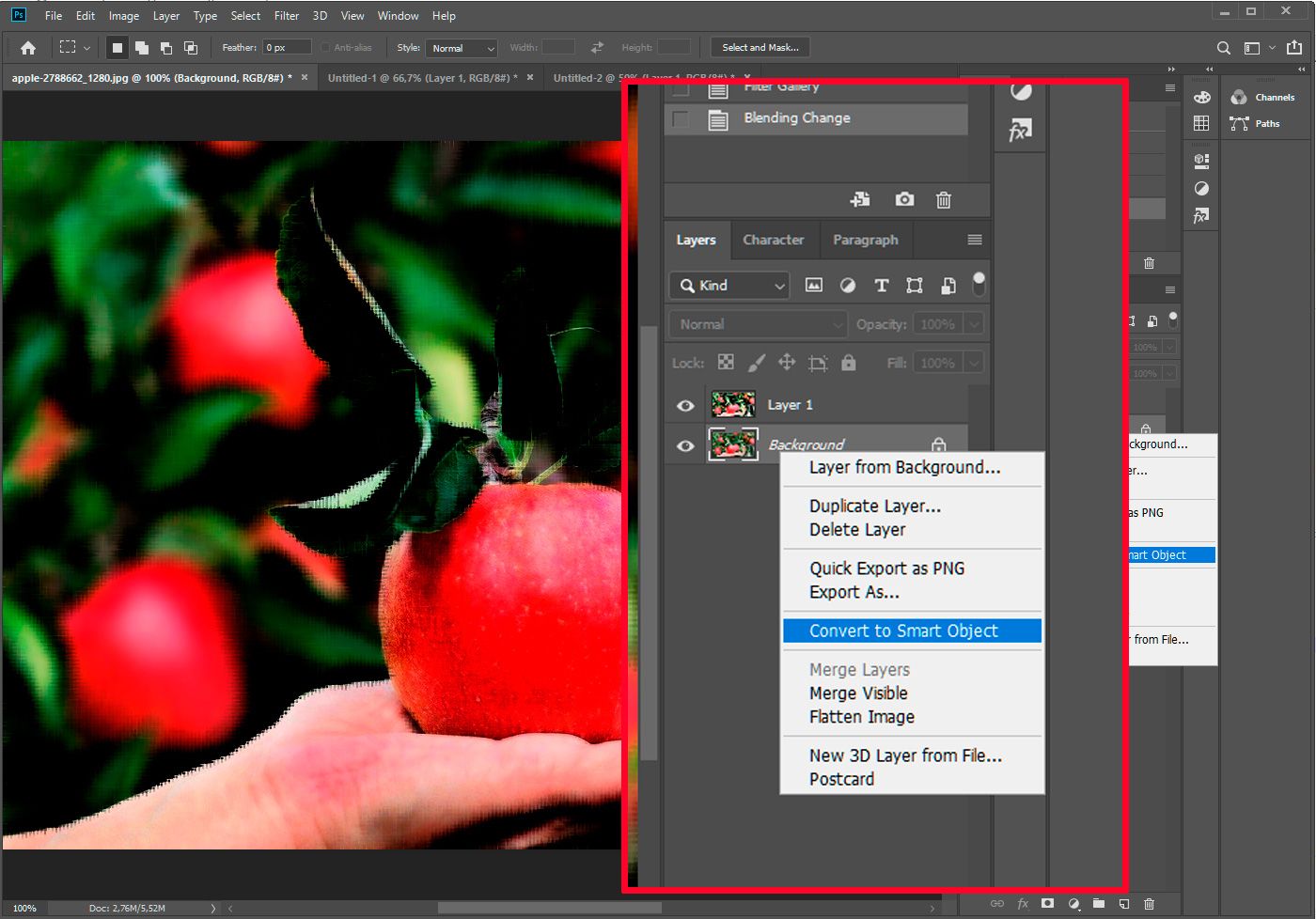 Photoshop convert into Smart Object..