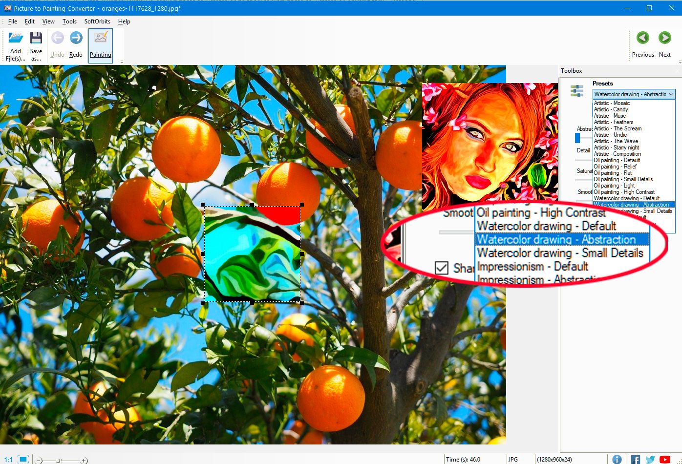 SoftOrbits Picture to Painting Converter - Screenshots..
