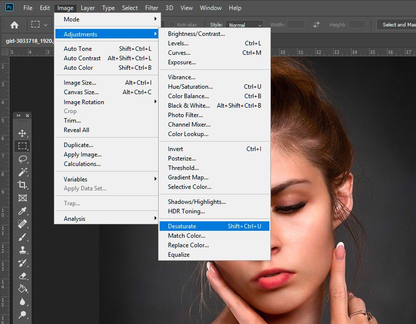 Photoshop: Go image to black and white..