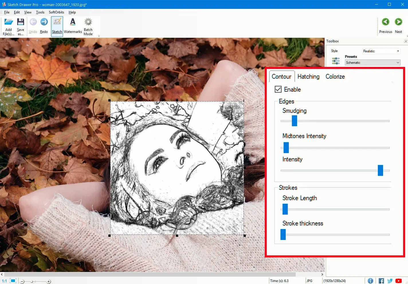 Picture to drawing converter: Set settings of the image..