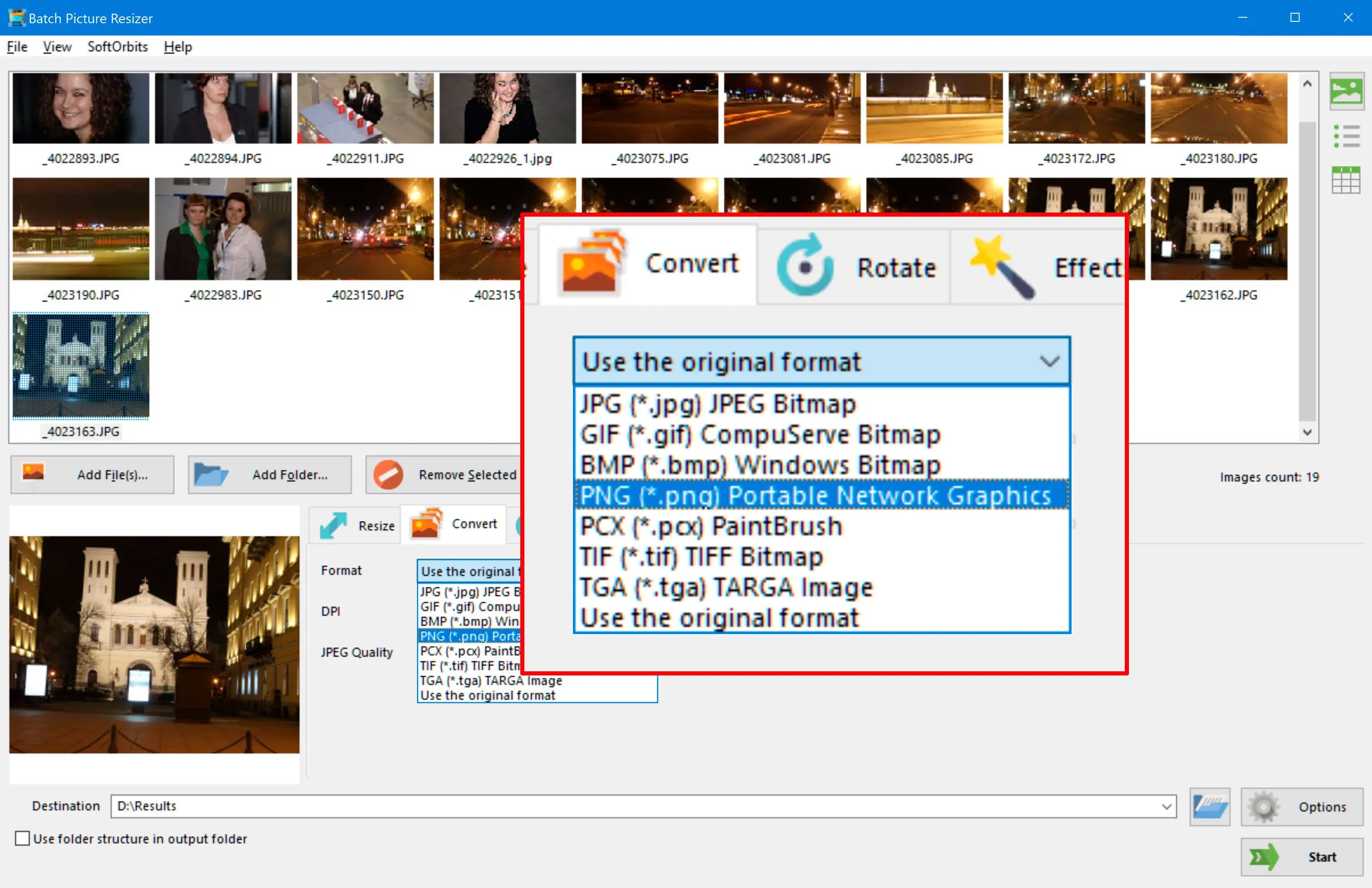 Select the format convert a WebP file to PNG using WebP to PNG Converter..