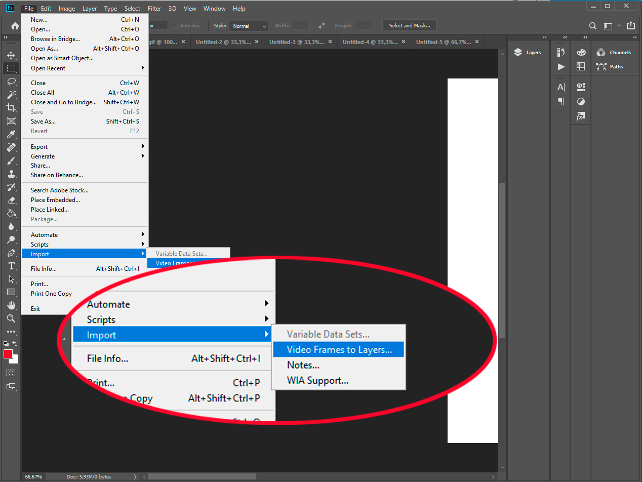 Import gifs to crop into photoshop.