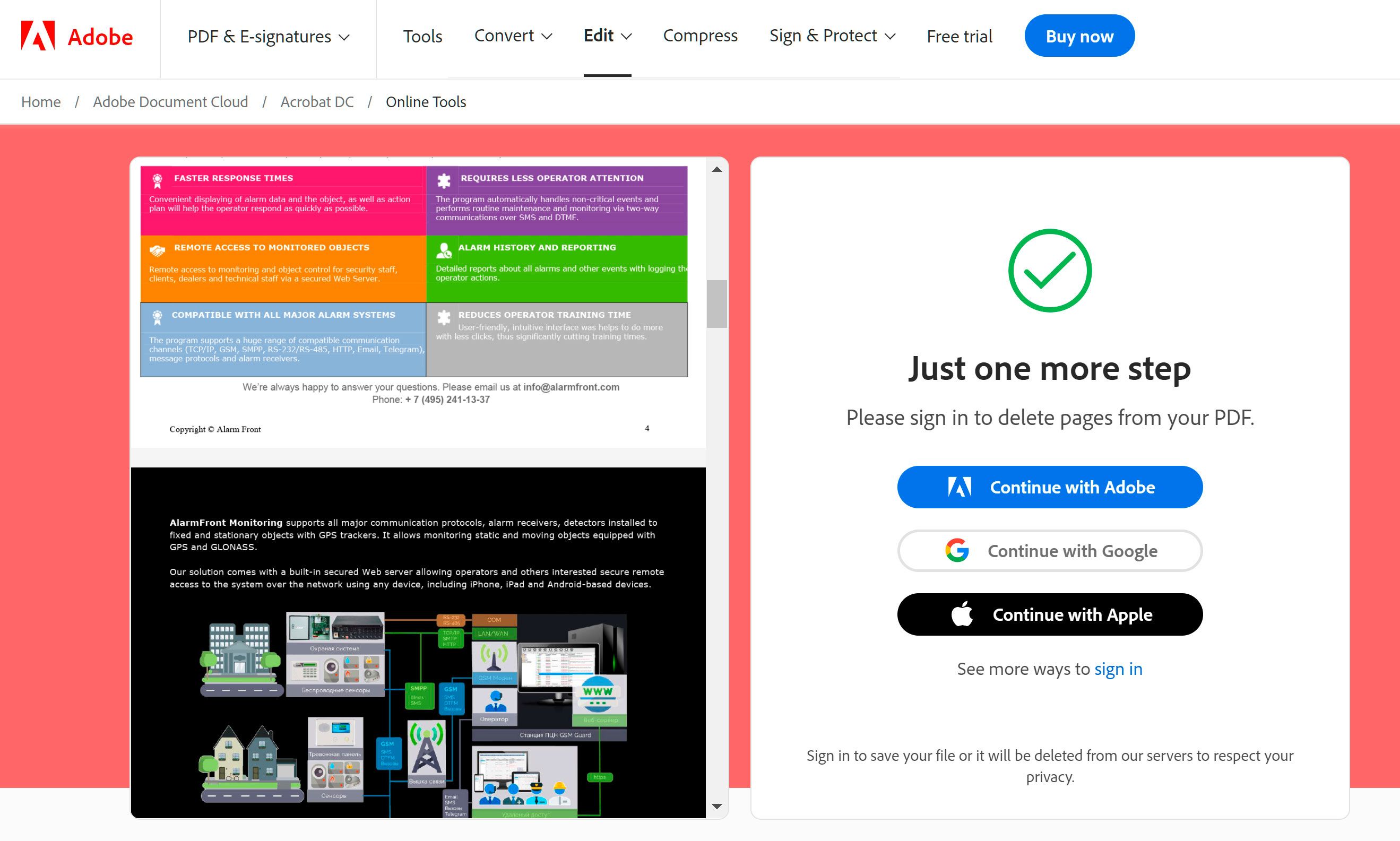 Open PDF file to delete pages Online..