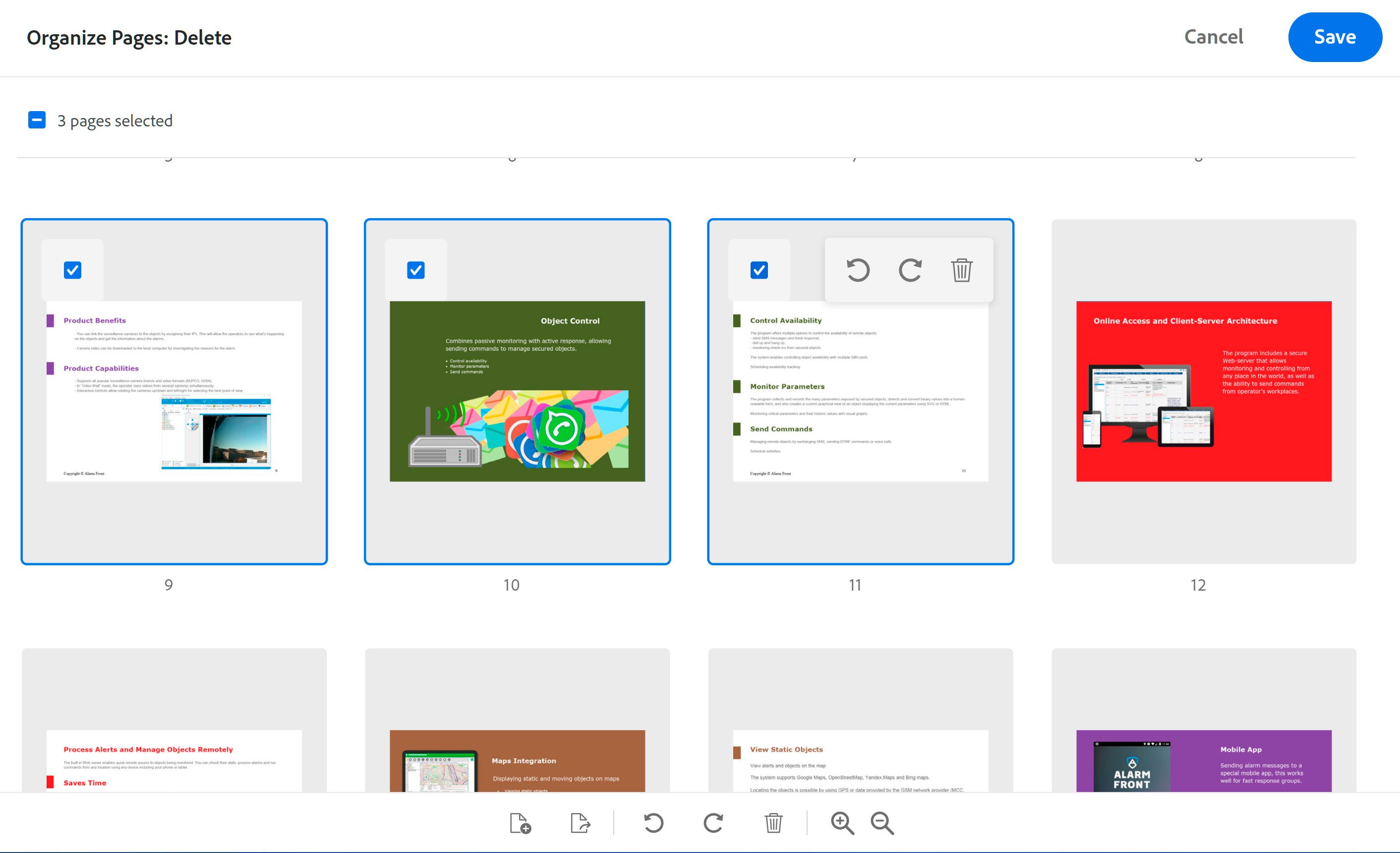Select pages to remove from PDF Online..