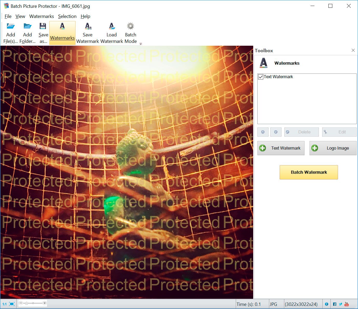 Software to protect image with visible watermarks..