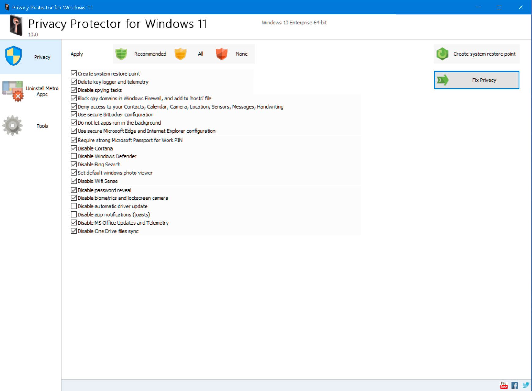 Privacy Protector for Windows 11 Screenshot.