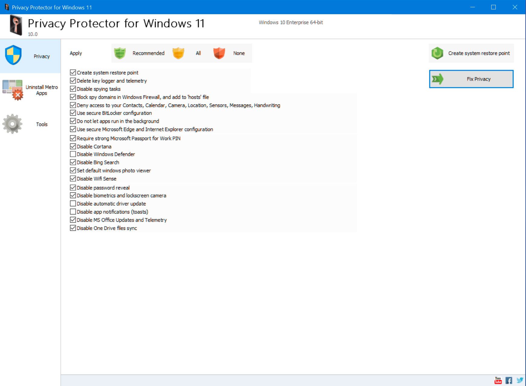 Disable windows 11 tracking..