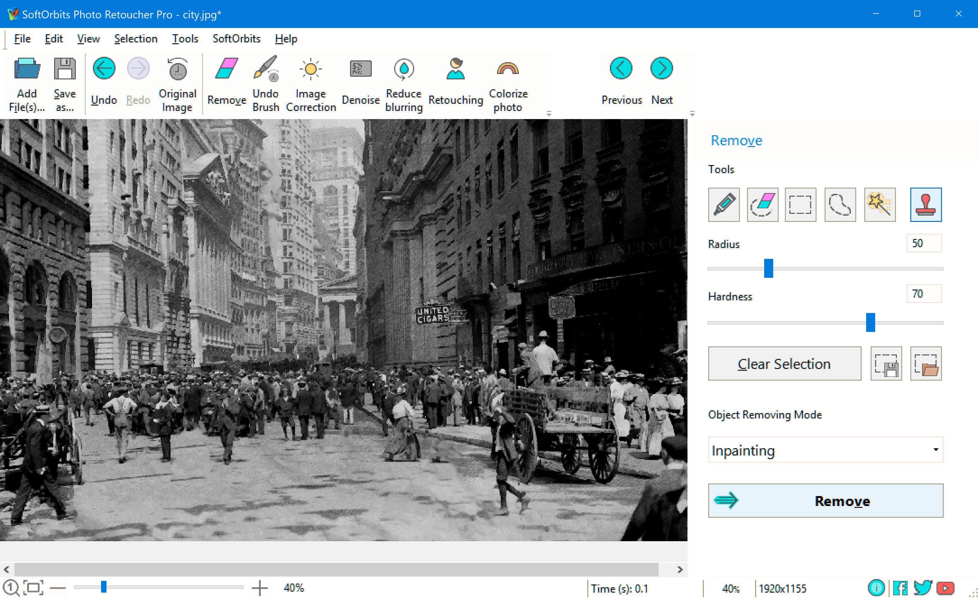 Remove the spots and unwanted objects from old scanned picture ..