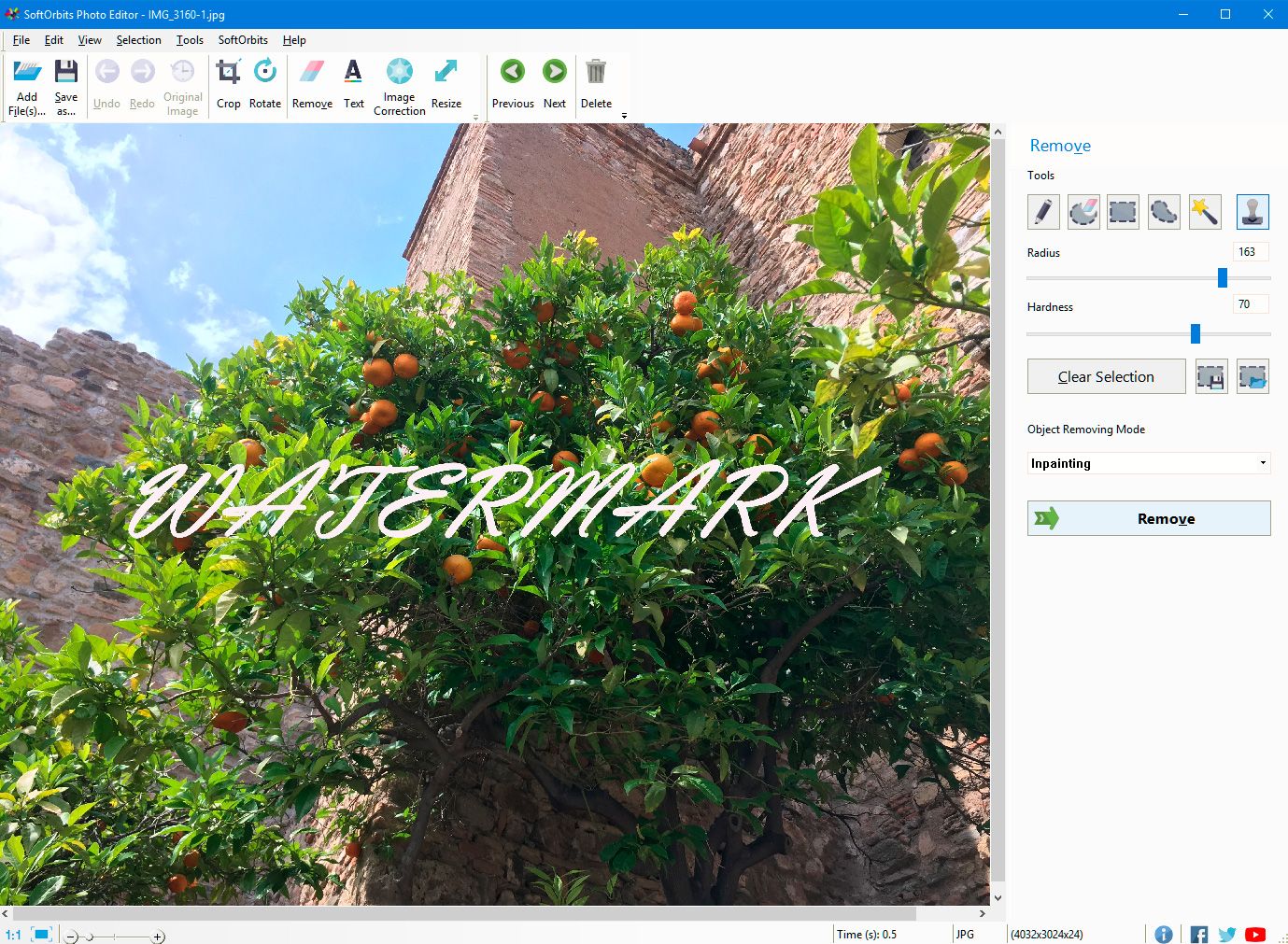 Open image to remove watermark from a photo..