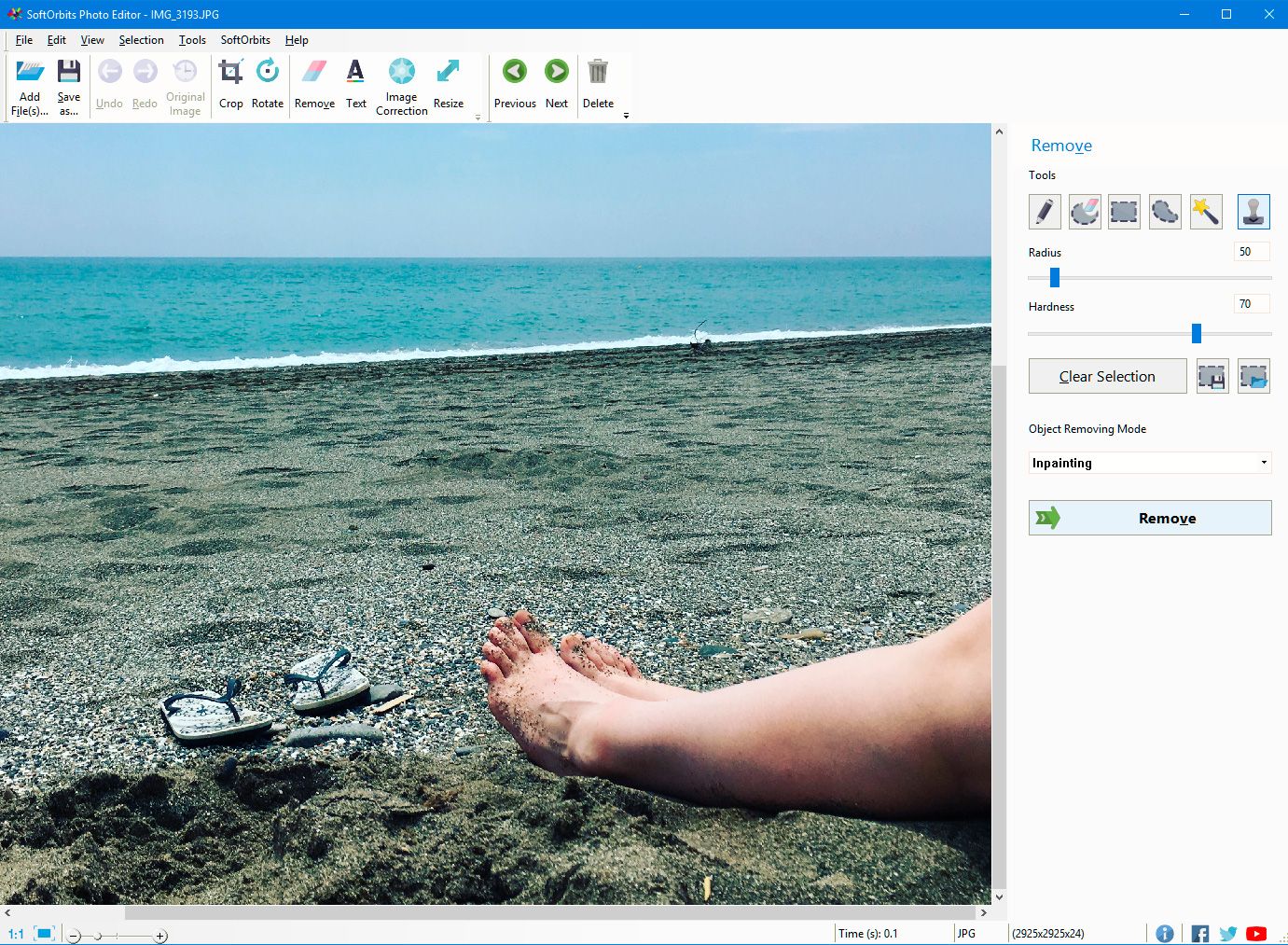 Open image for remove object from a photo..