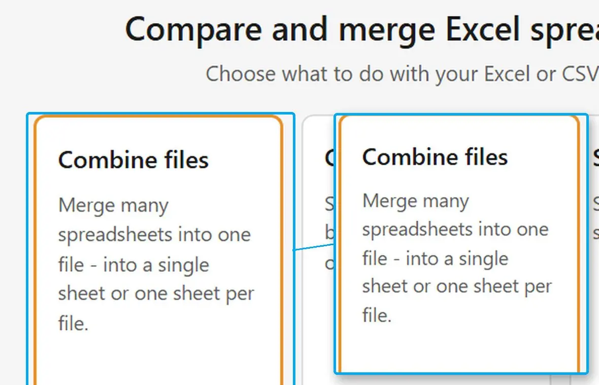  Start screen of Spreadsheet Compare & Merge Tool with the Combine files card..
