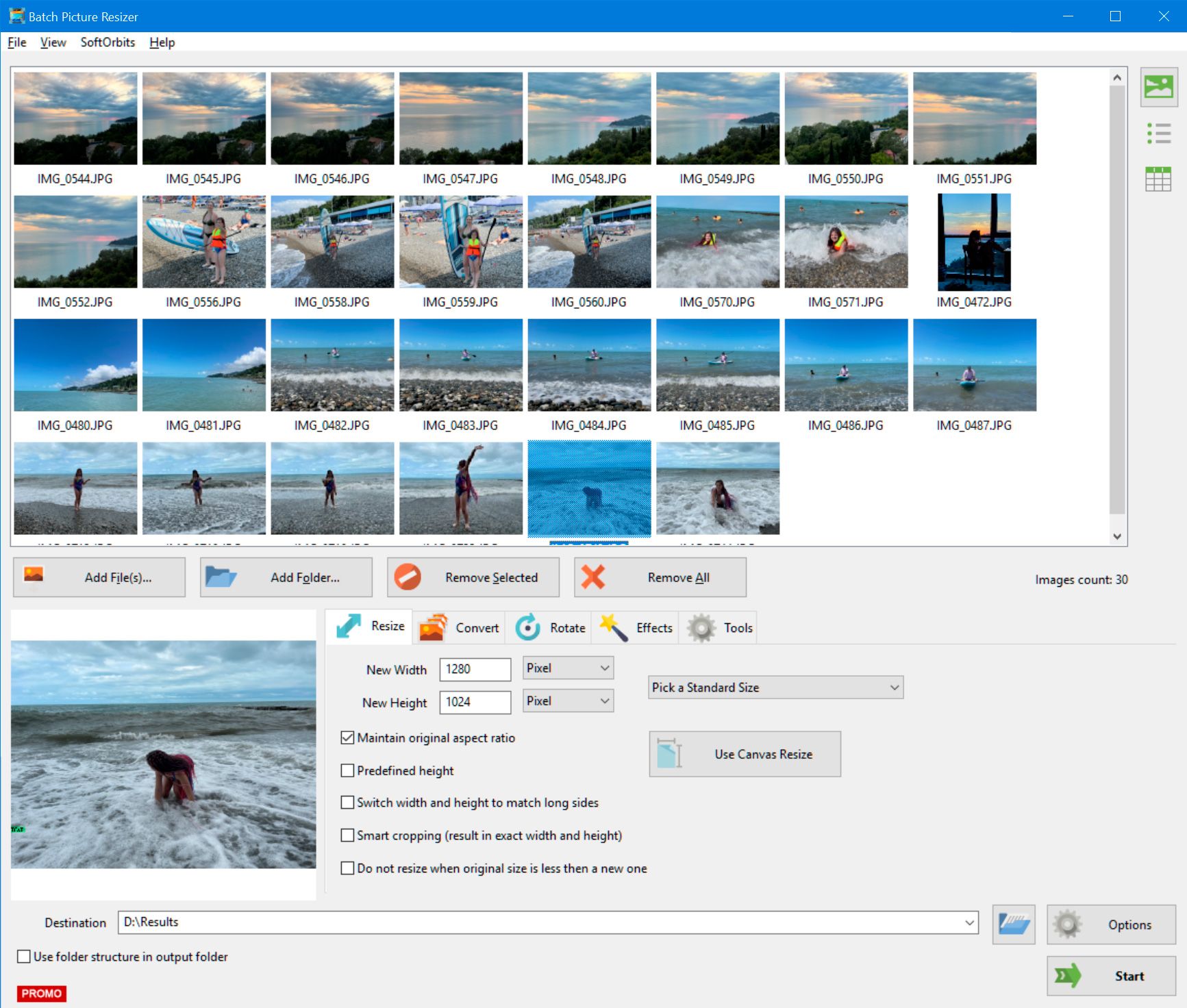 Batch Picture Resizer Screenshot.