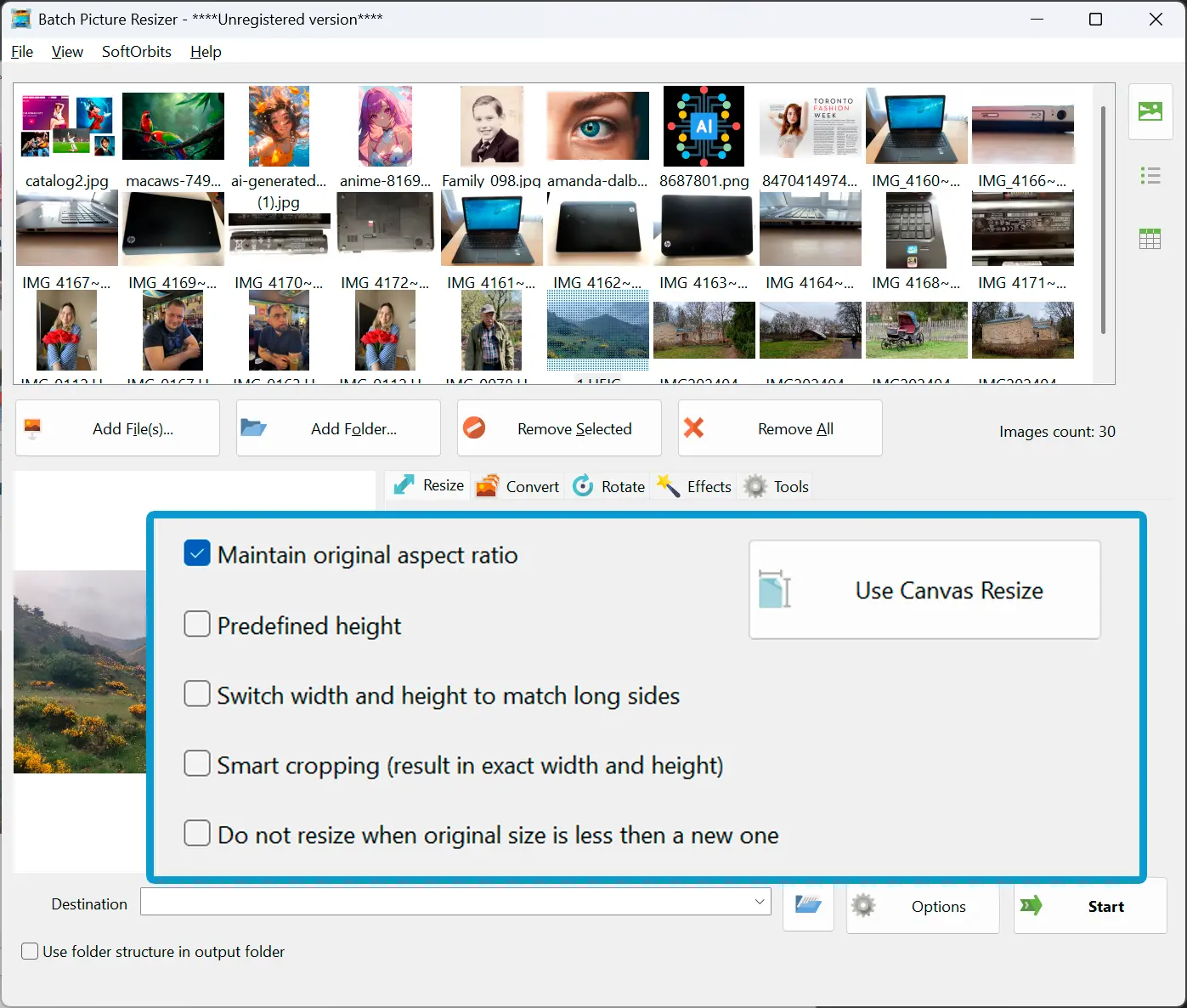 Softorbits bulk heic converter: resize and convert options..