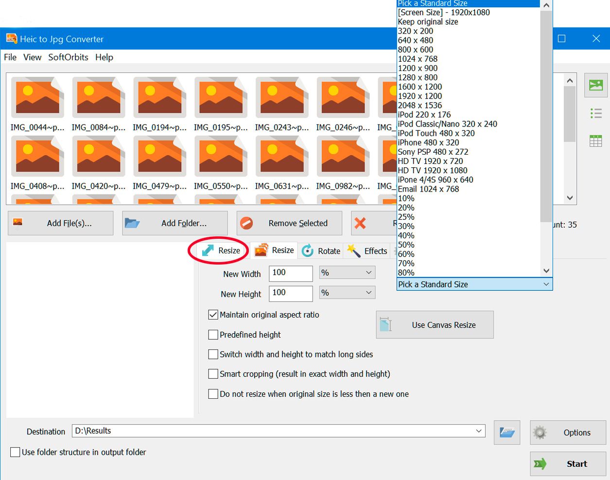 Resize heic images..