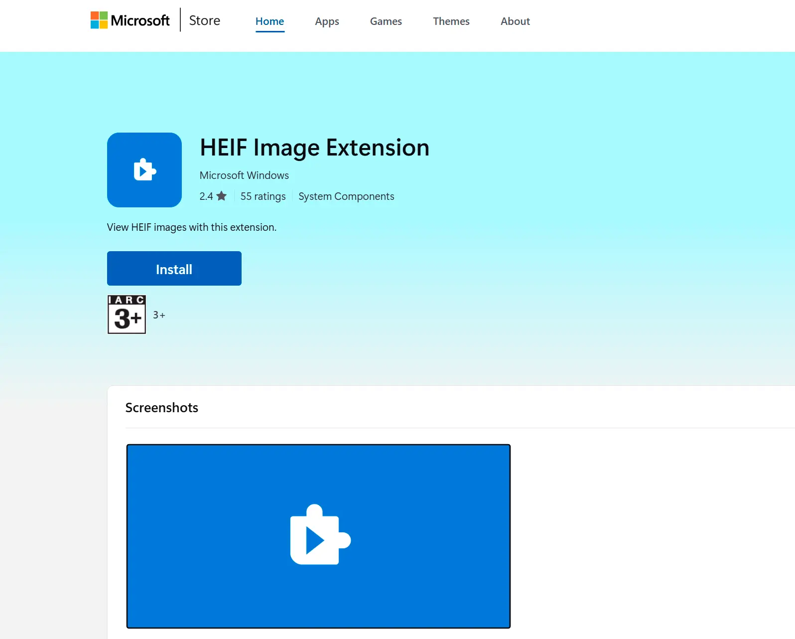  HEIF Image Extensions at Microsoft Store..