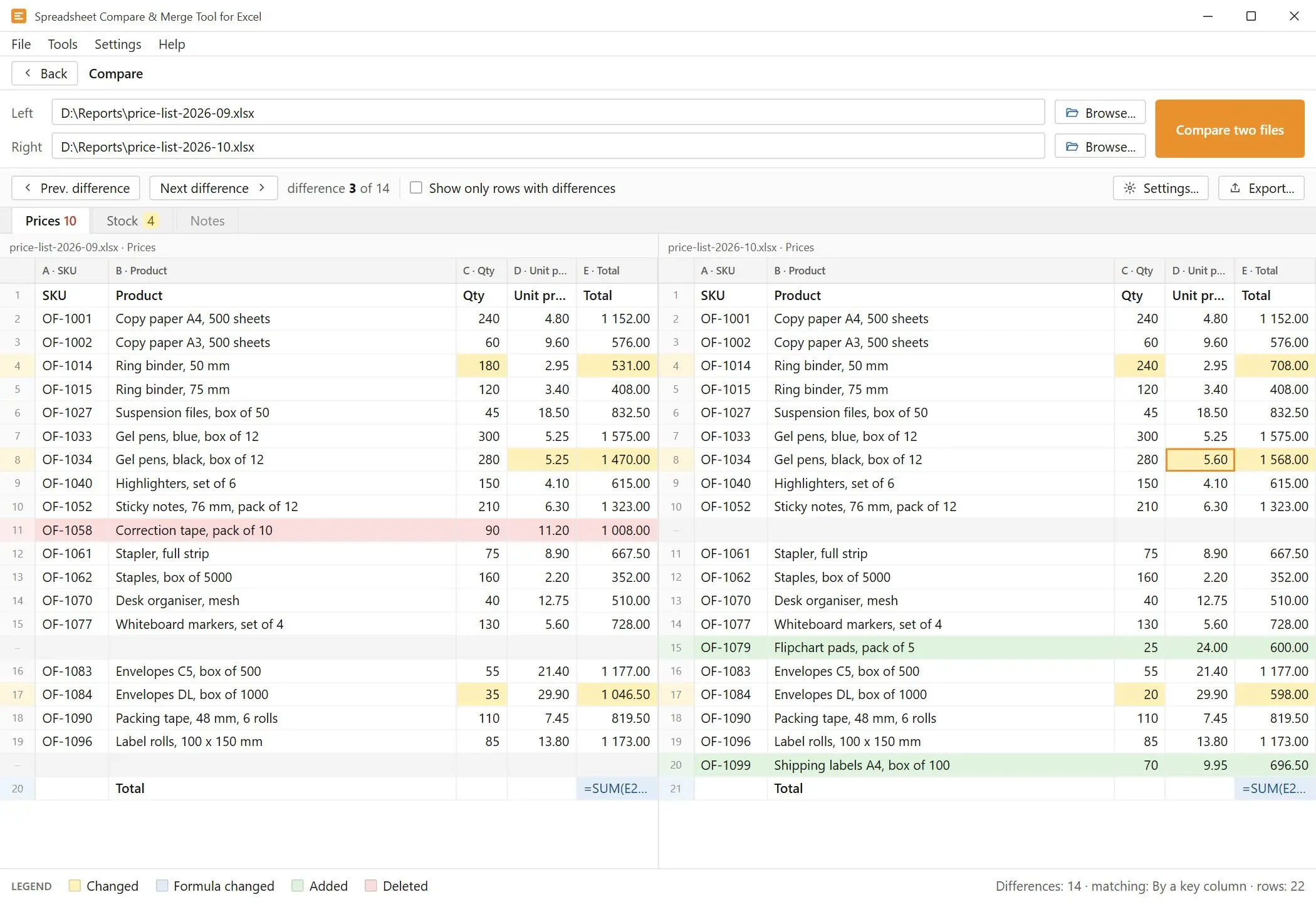 Spreadsheet Compare & Merge Tool for Excel - Combine Excel Files into One Screenshot.