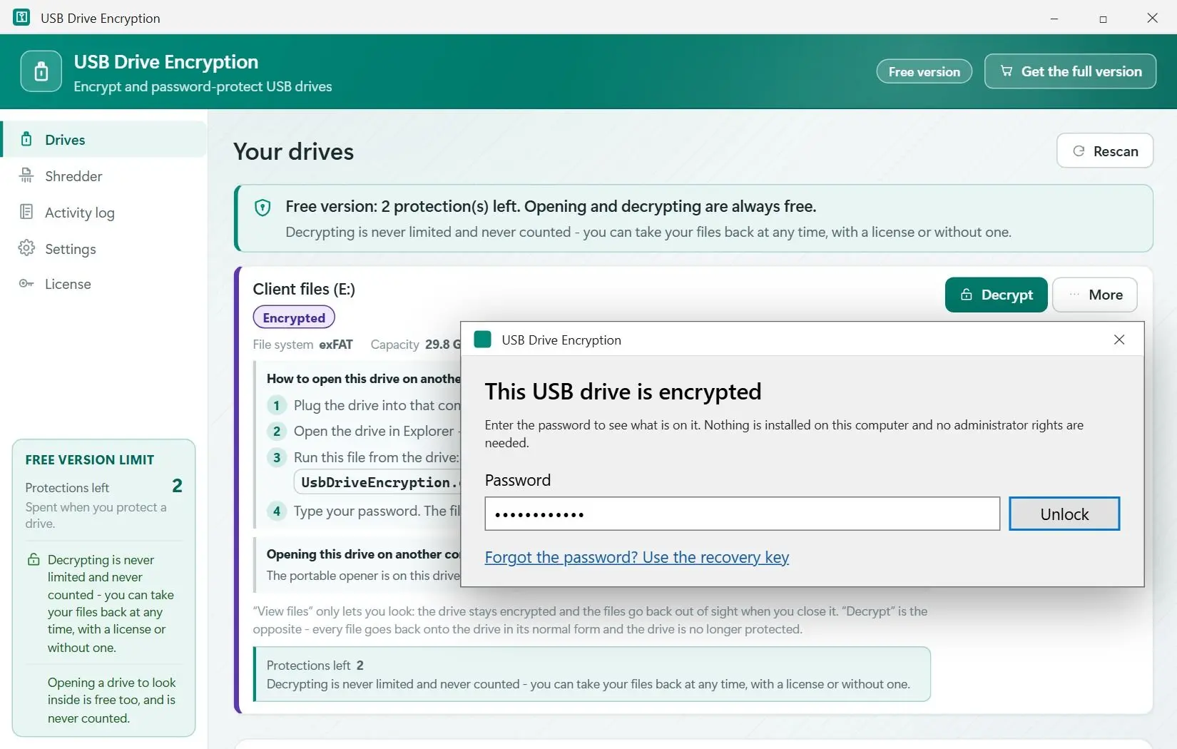 USB Drive Encryption Screenshot.