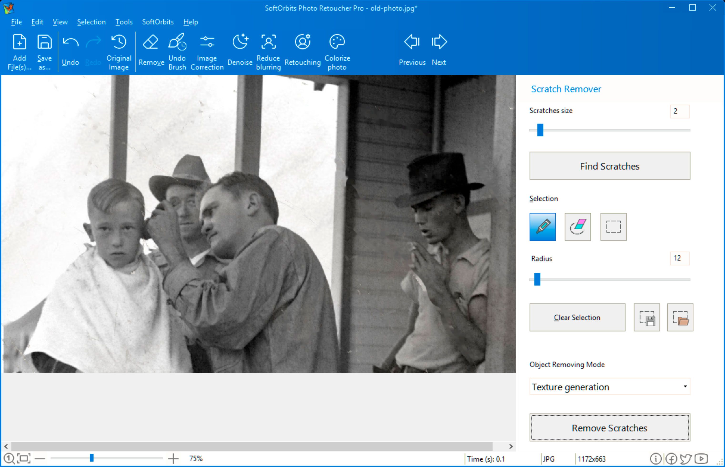 Remove Scratches from old photo..