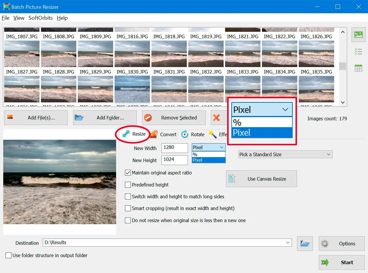 Howt to resize images in cm..