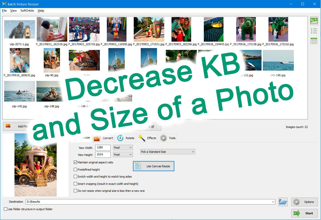 Decrease KB and Size of a Photo..