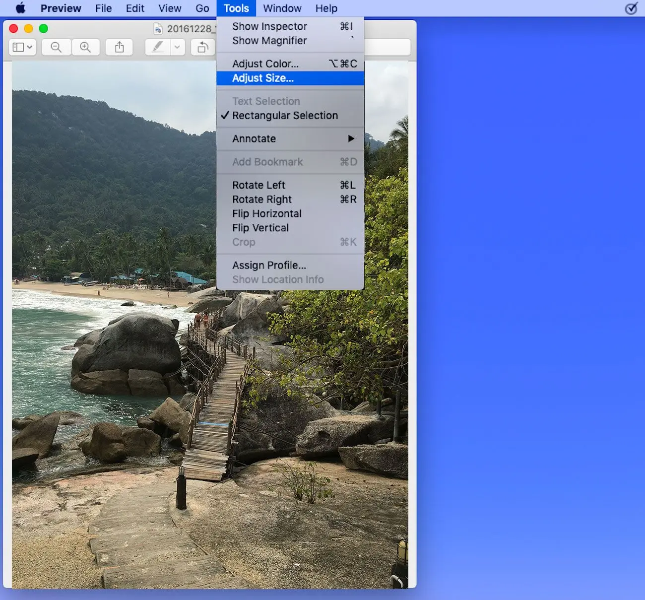 Adjust image file size on MAC in MB or KB..