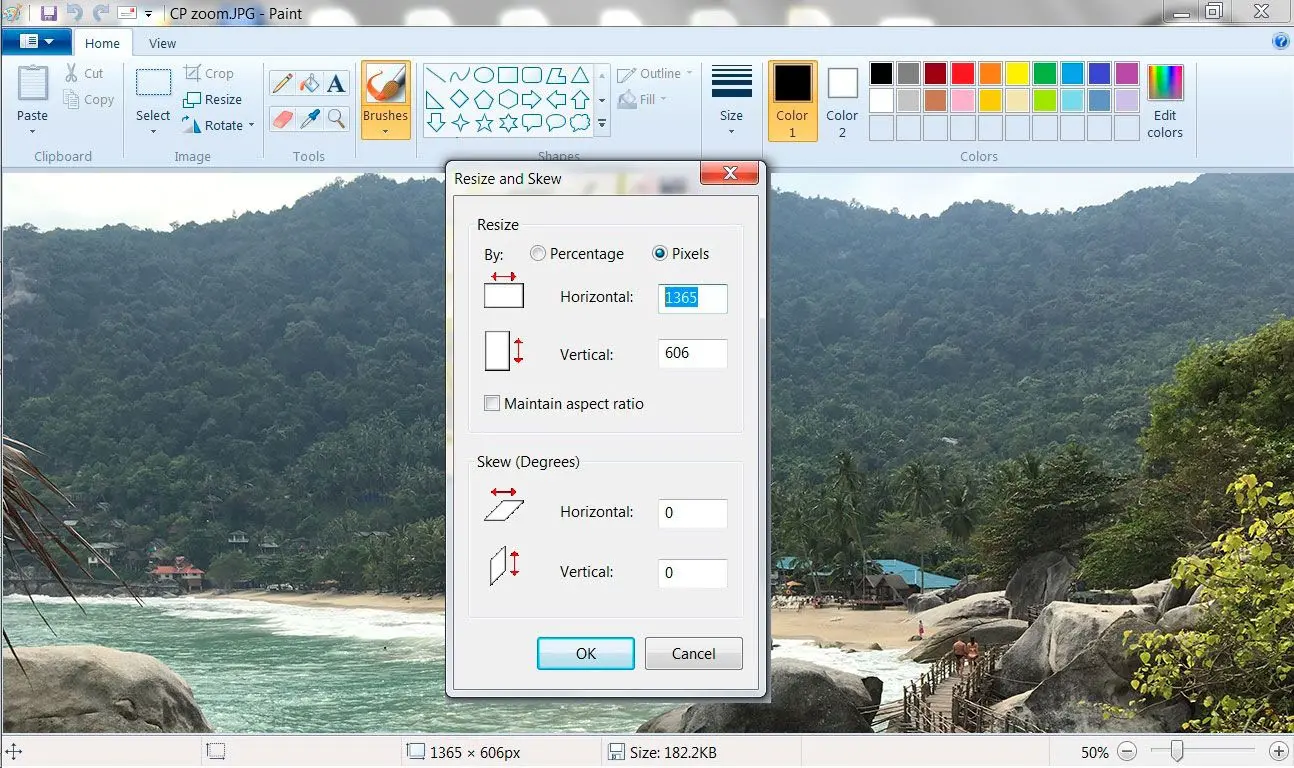Resize photo in KB using Paint..