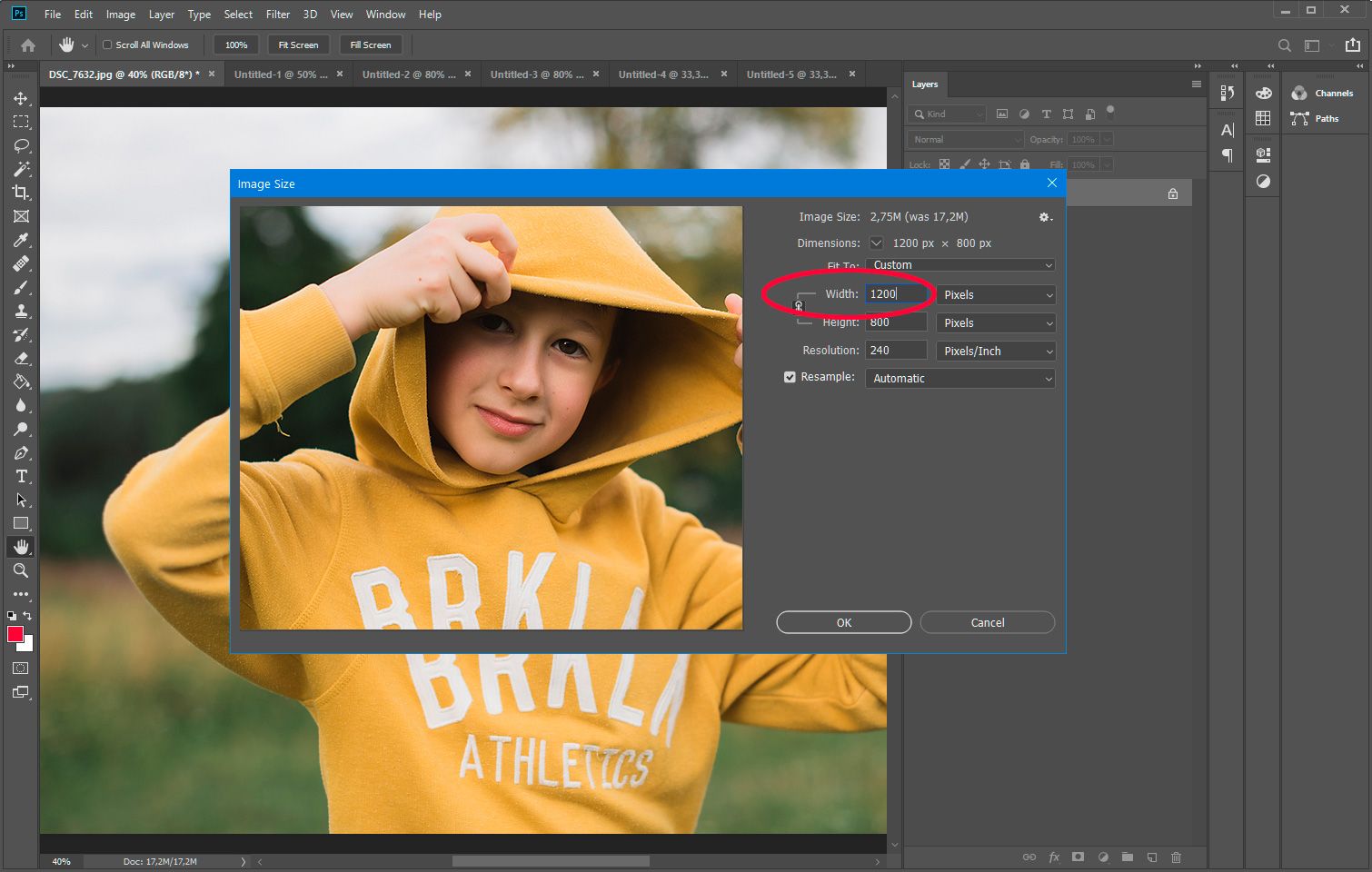 Change image size in KB or MB..