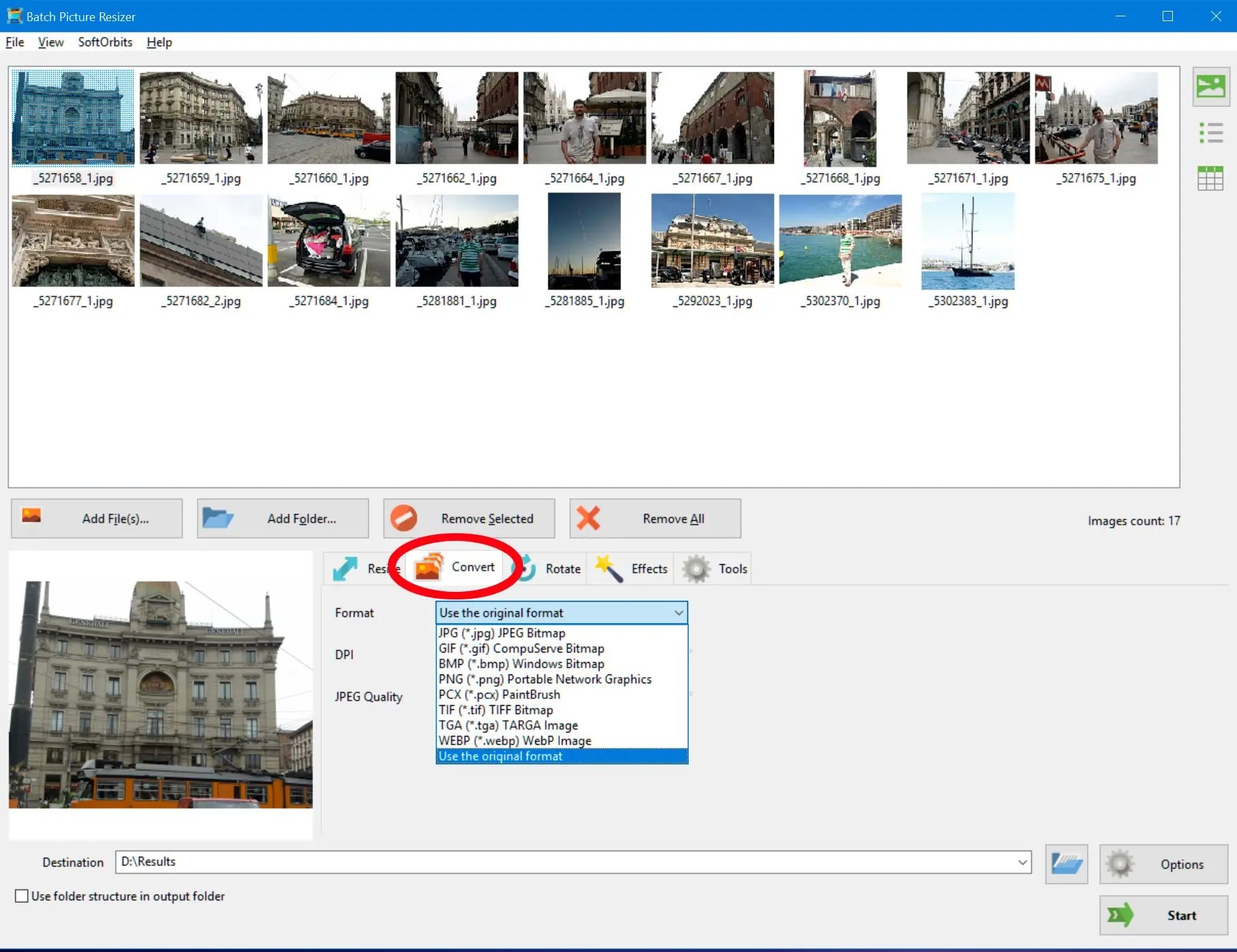 Convert your photos using Batch Picture Resizer..