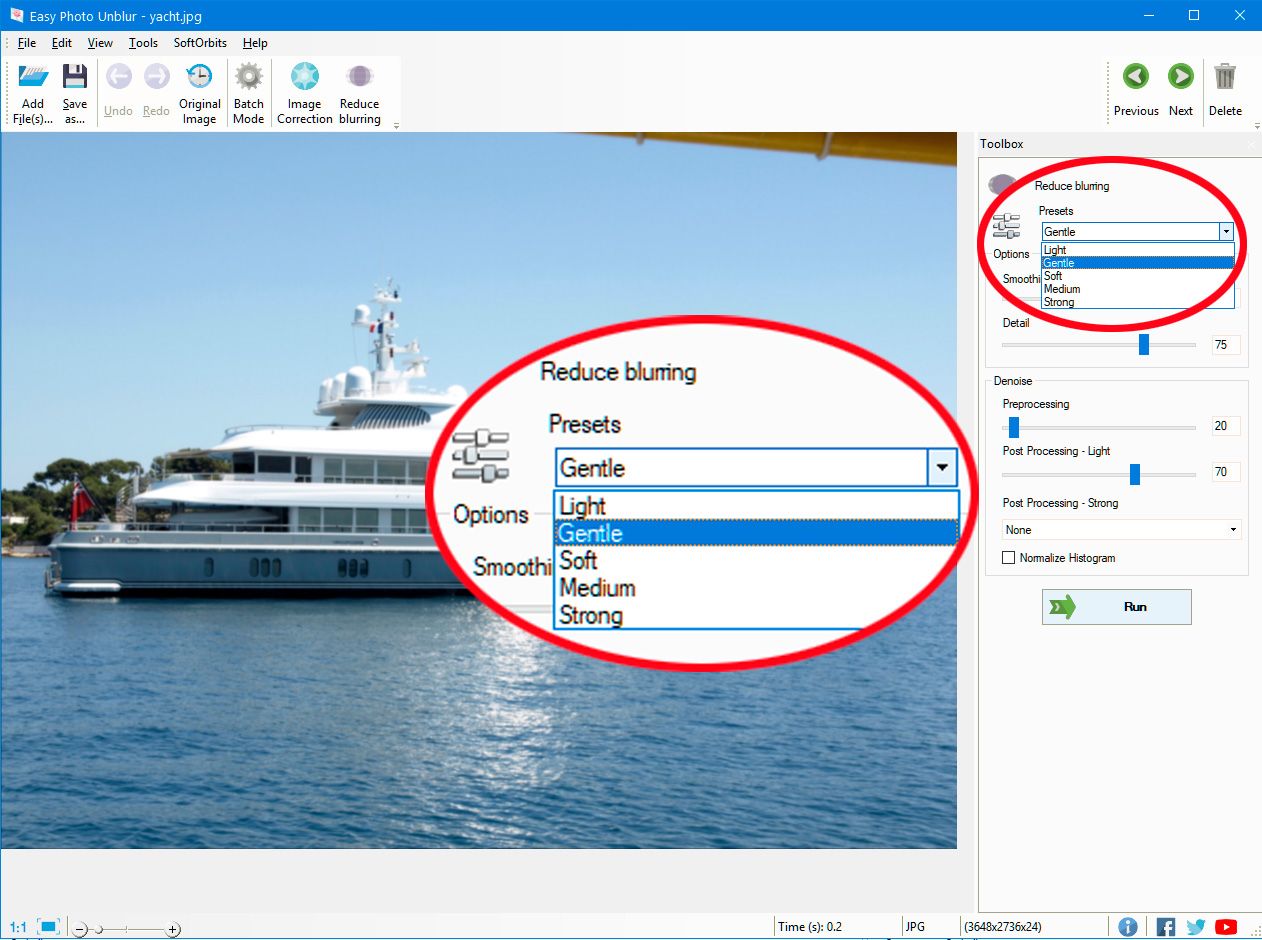 Open presets in Easy Photo Unblur program..