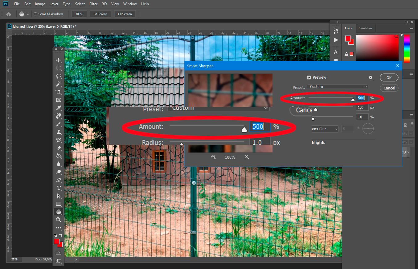 Select Amount in Photoshop..