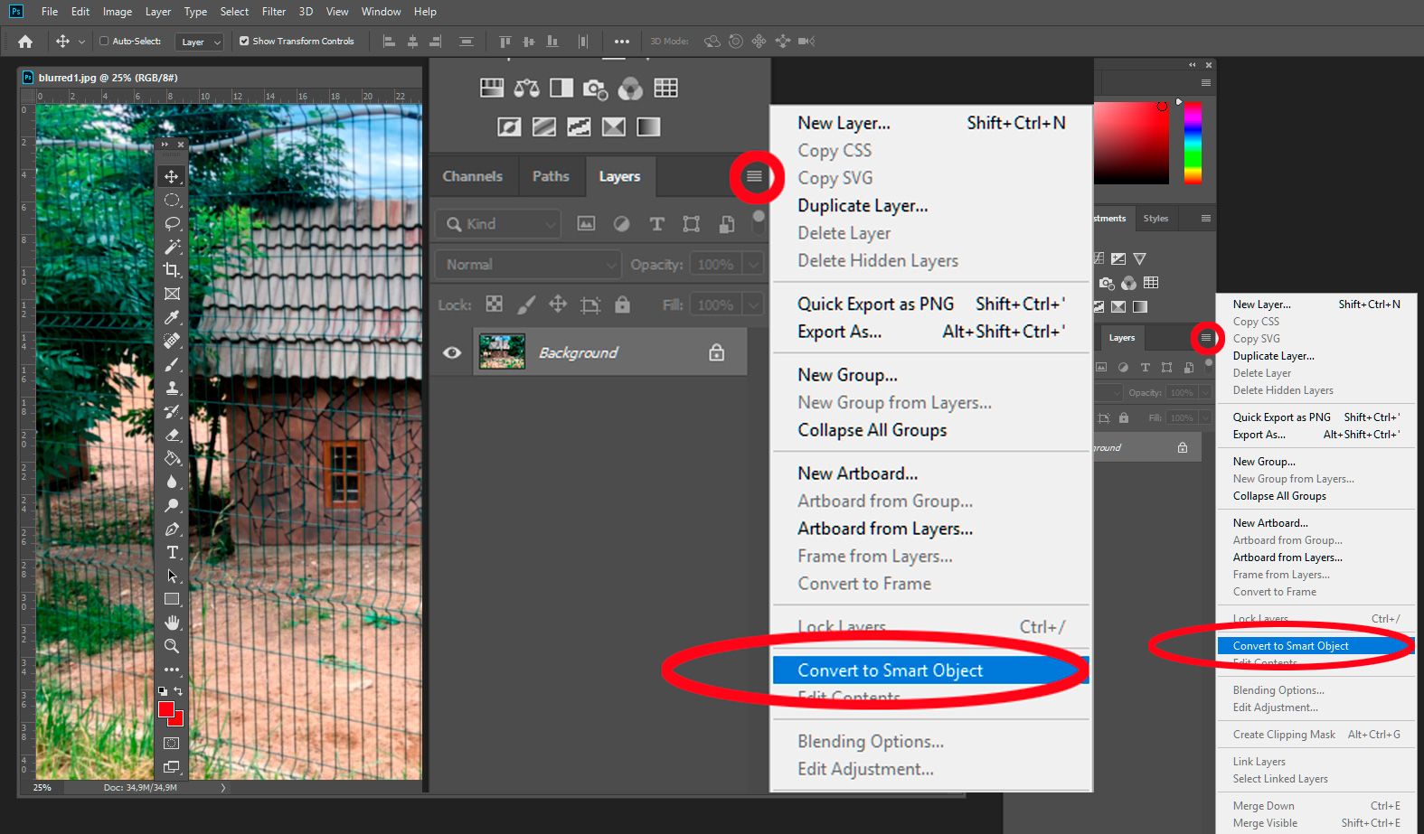 Convert to smart object in Photoshop..