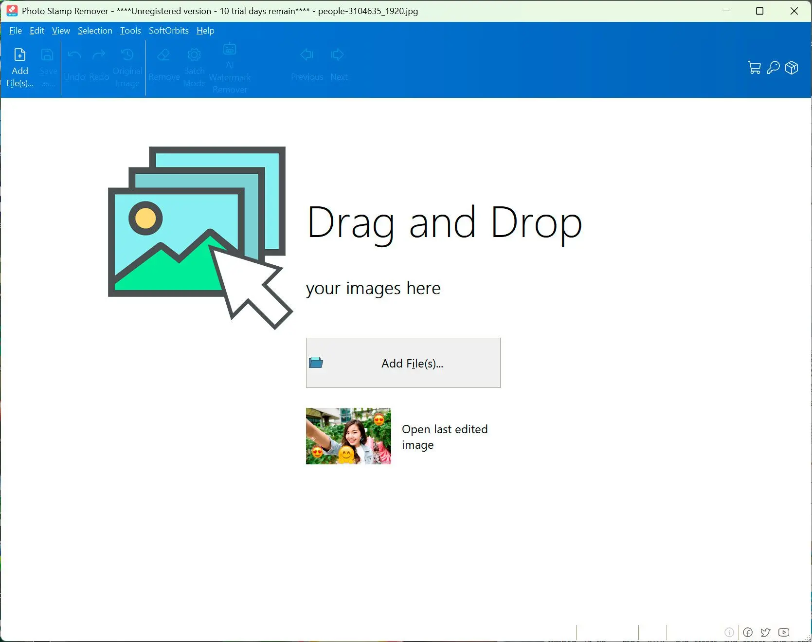 Markup Remover Screenshot: Add Images..