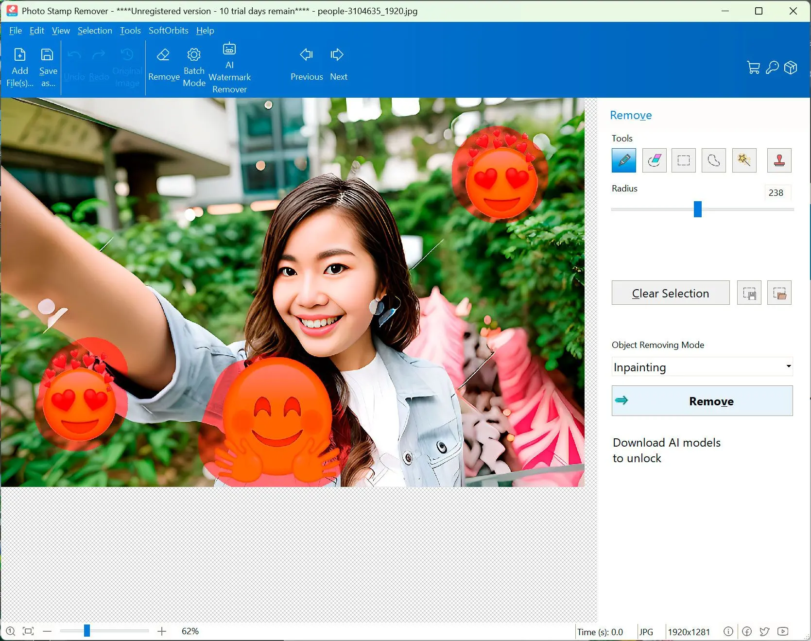 Markup Remover Screenshot: Select the drawing with a marker...