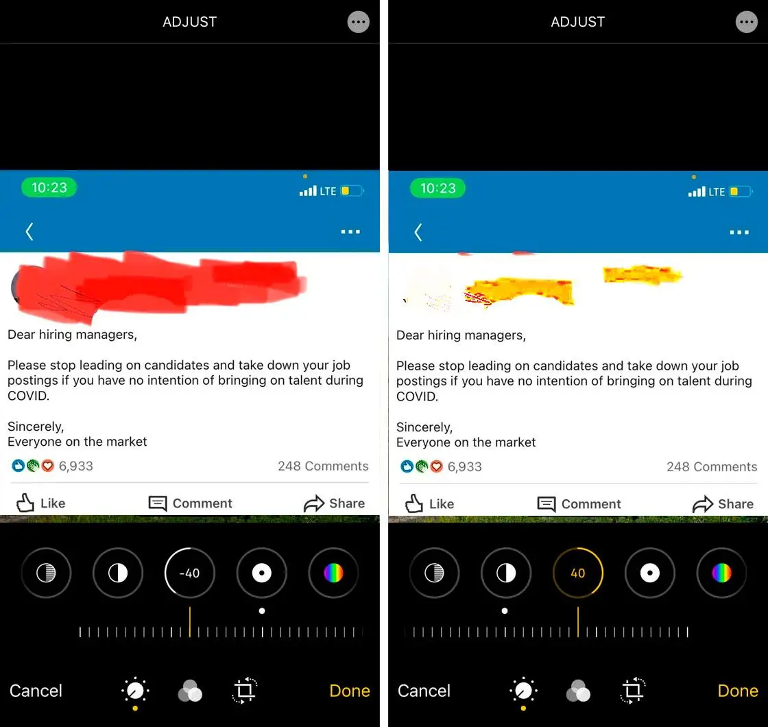 Remove markup from Screenshot: Using iPhone Photos App. Before and After..