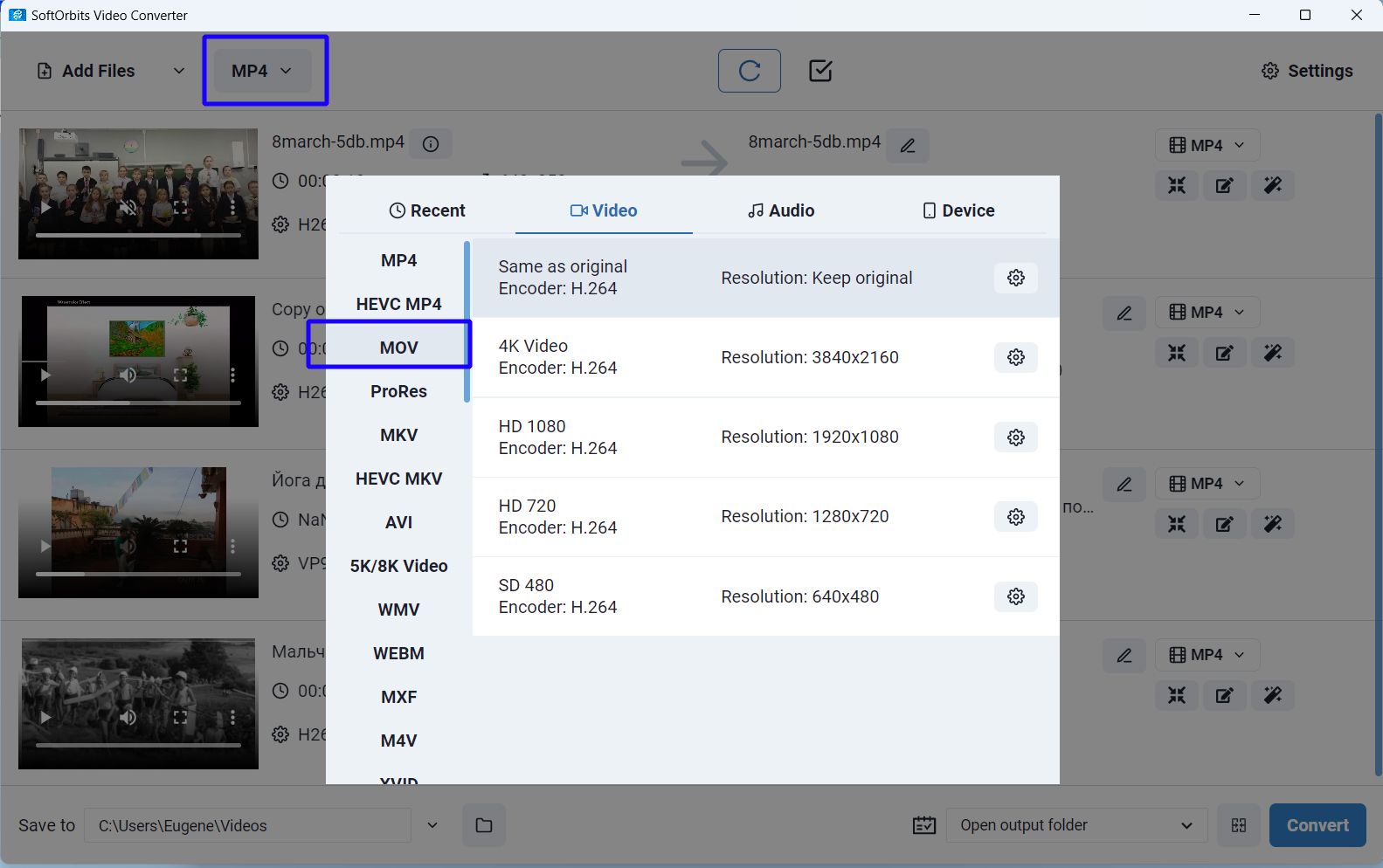 Select Output Format..