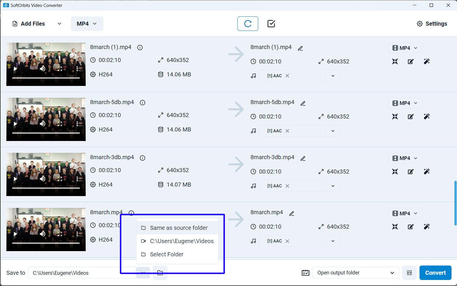 Select Output Folder in SoftOrbits MKV to MP4 Converter..