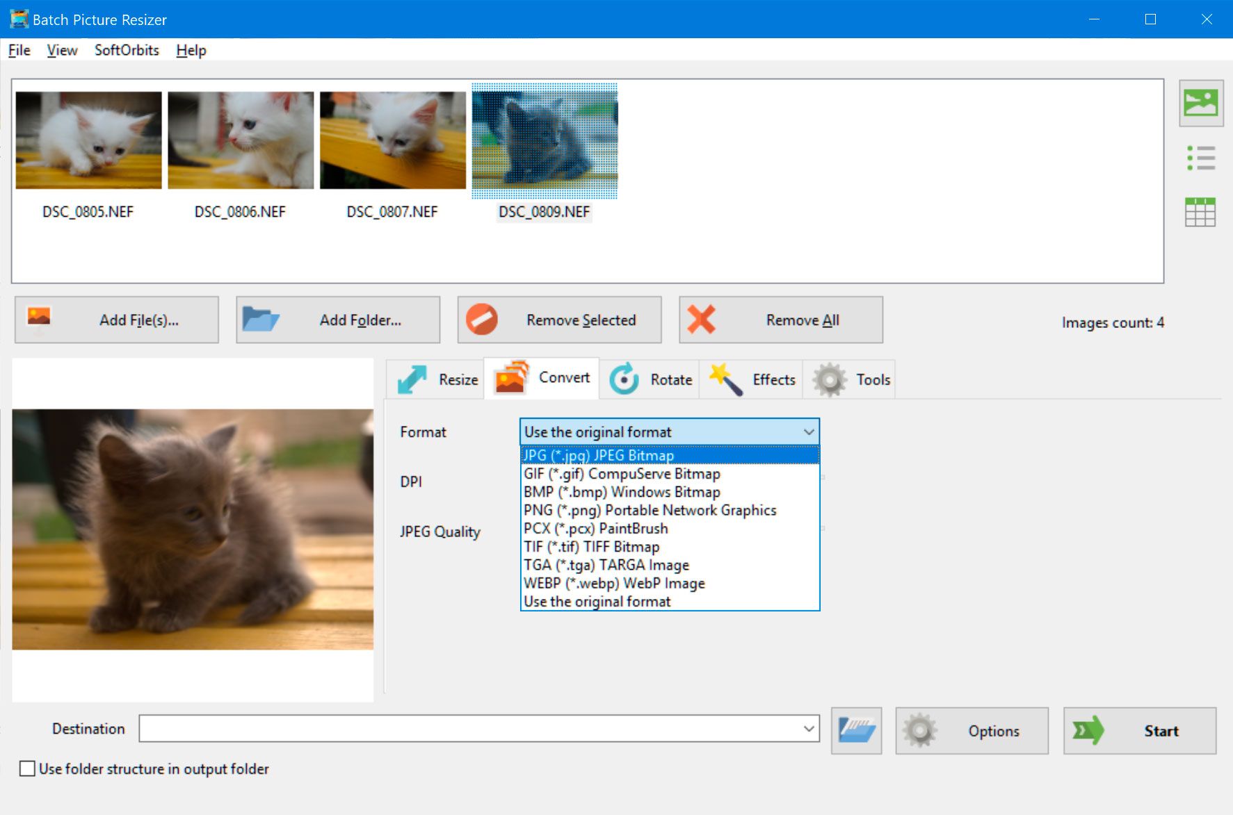 Batch Picture Resizer Screenshot.