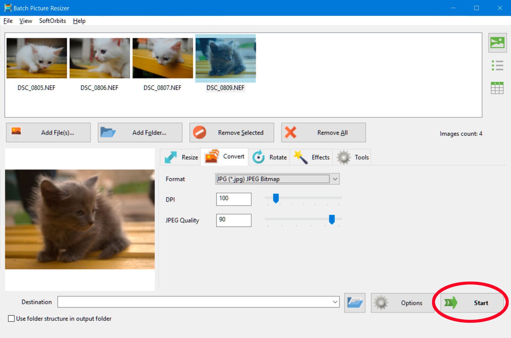 Convert nikon raw files..