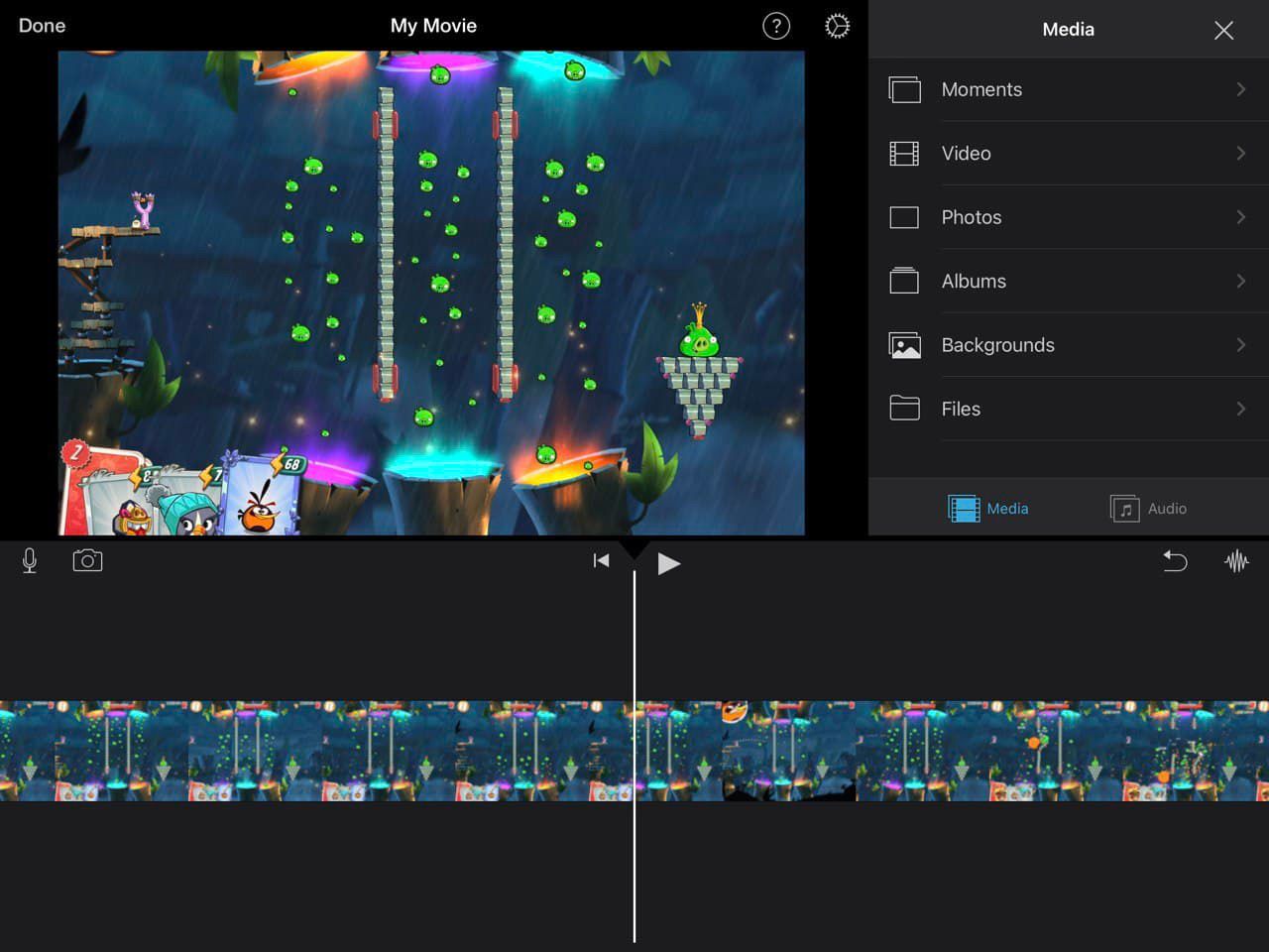 Imovie add your video..