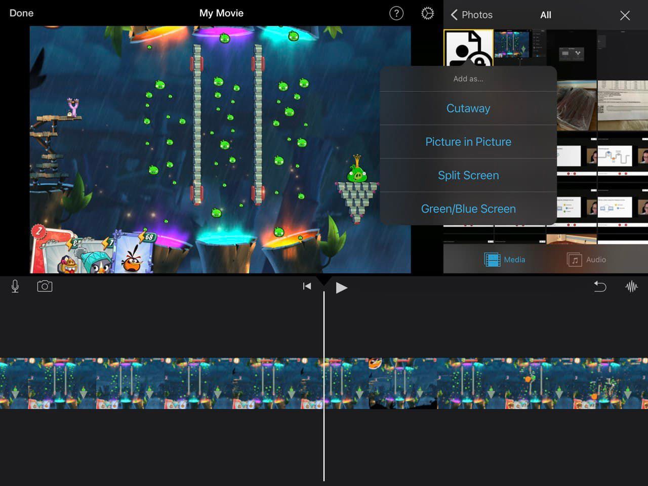 Imovie Choose picture in picture..