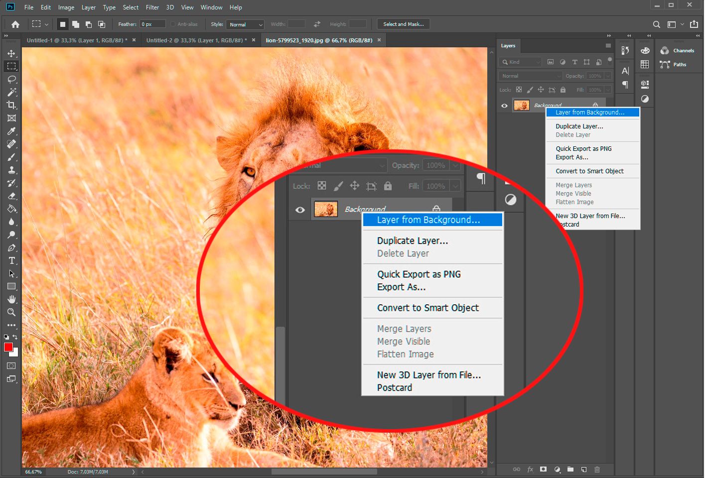 Select layer from background..